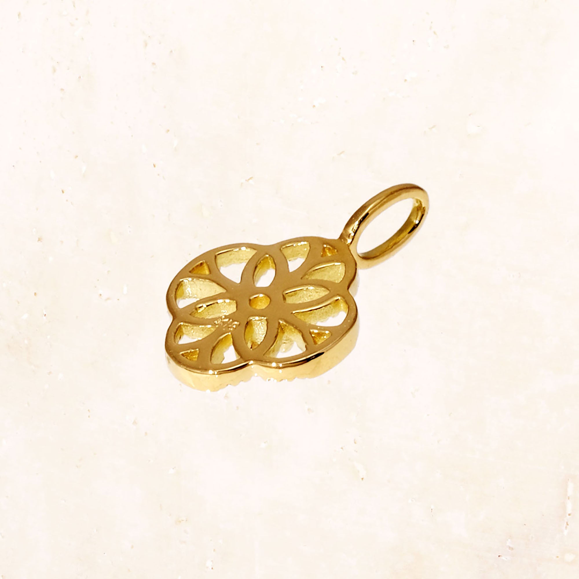 18K Gold Lace Flower Birthstone Charm (Tourmaline)