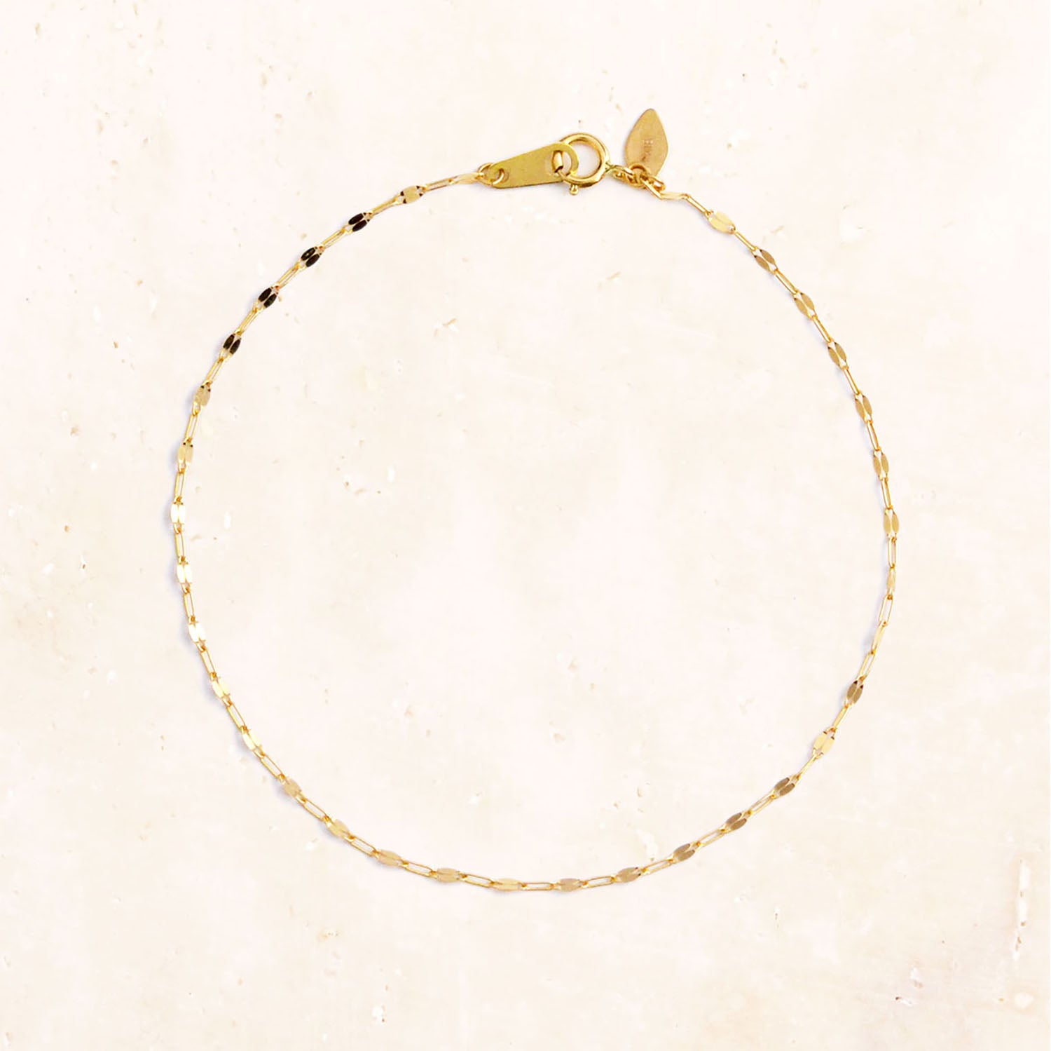 18K Yellow Gold Leaf Chain Bracelet