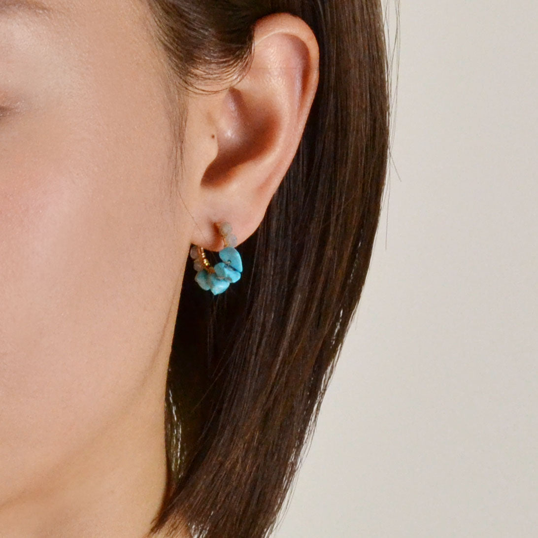 Turquoise & Labradorite Wrapped Hoops (Birthstone: December)
