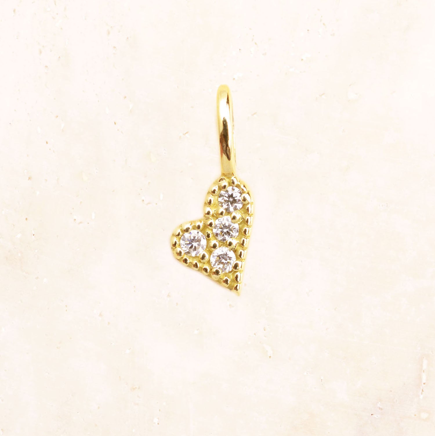 18K Yellow Gold Heart Shape Melee Diamond Charm