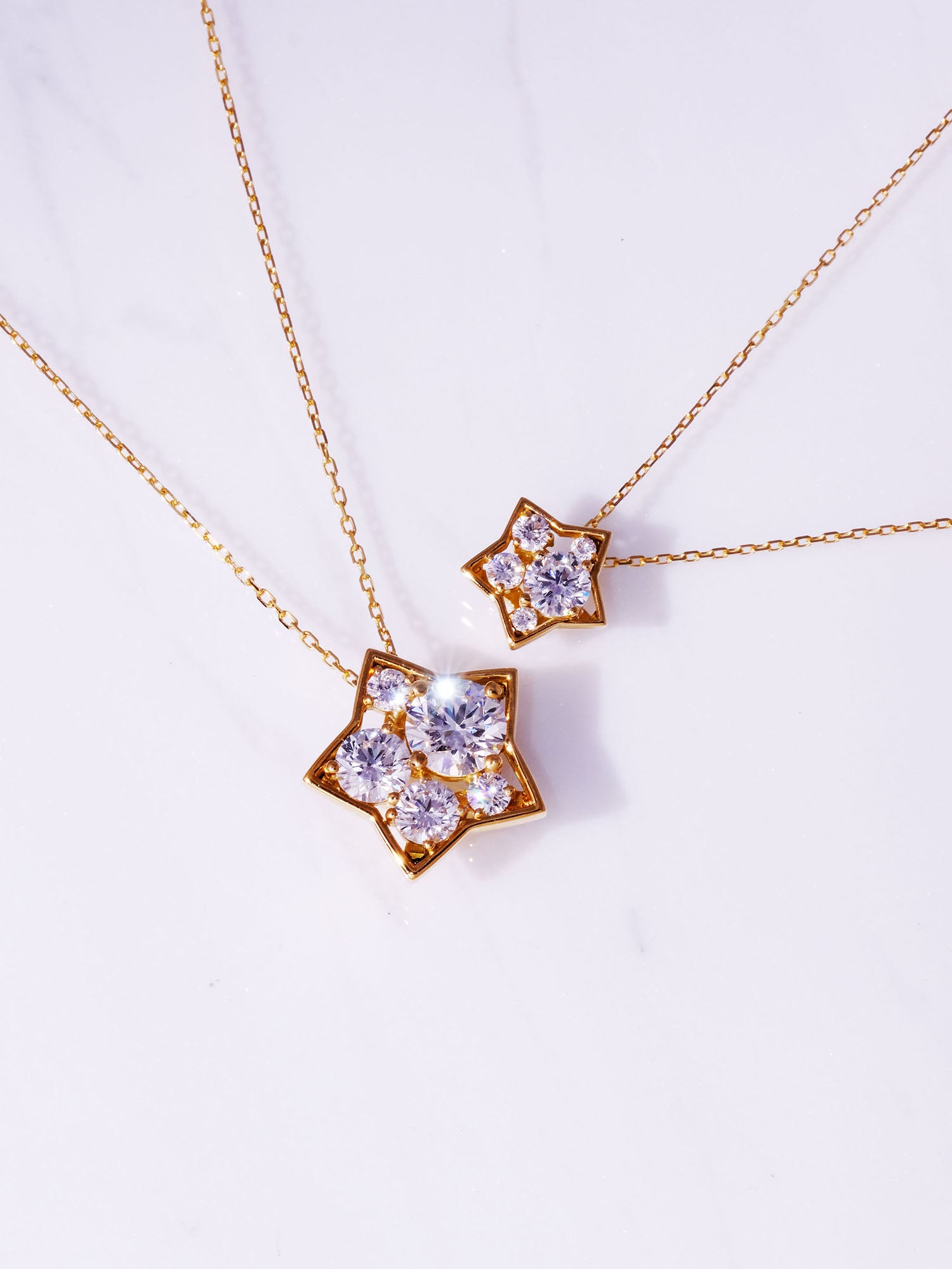 [Made to order] 18K Gold Puffy Star Necklace 0.3ct (Lab-Grown Diamond)