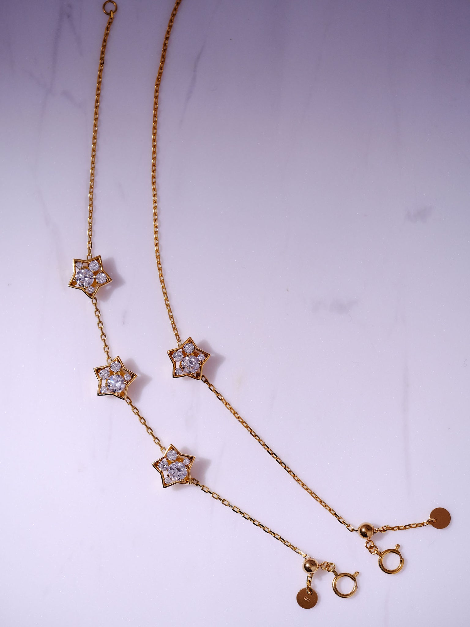 [Made to order] 18K Gold Puffy Star Bracelet 0.3ct (Lab-Grown Diamond)