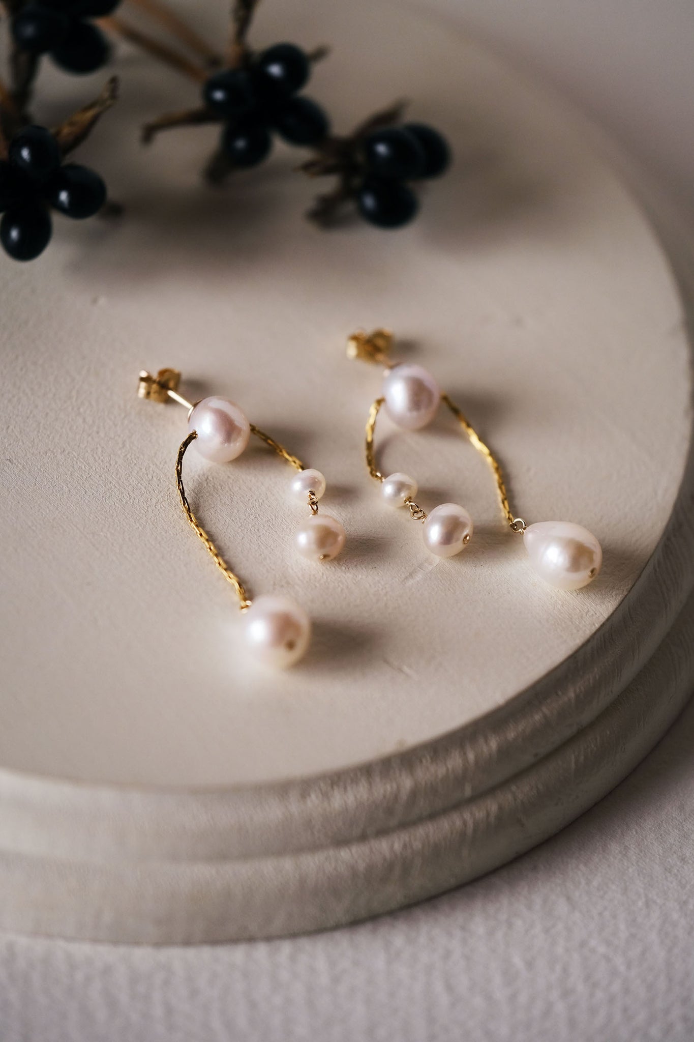 Asymmetrical Pearl Drop Earrings