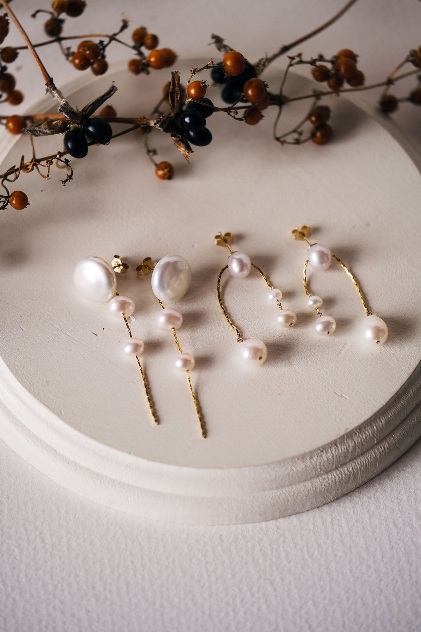 Coin Pearl String Earrings