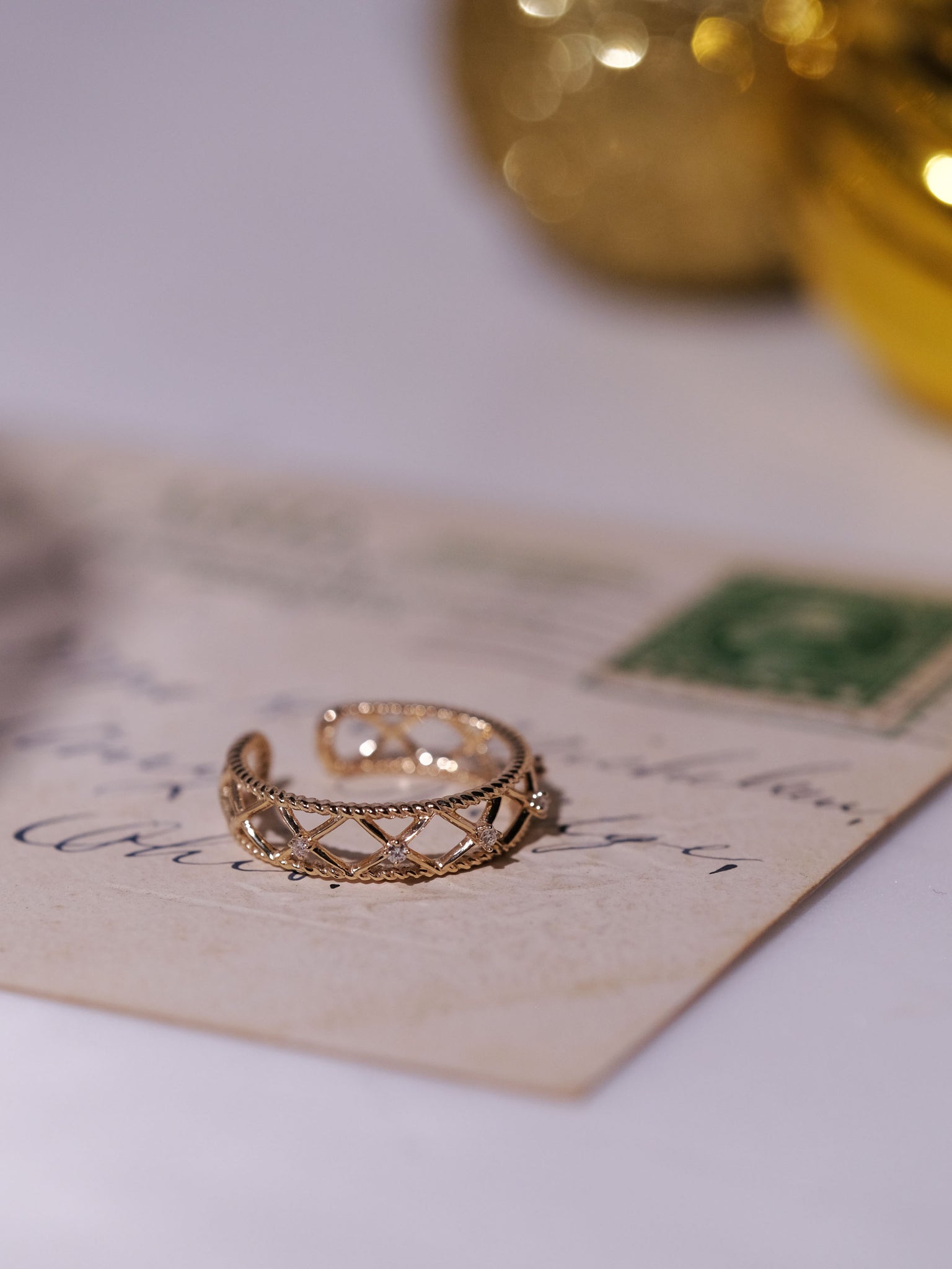 10K Gold Wire Basket Earcuff / Ring