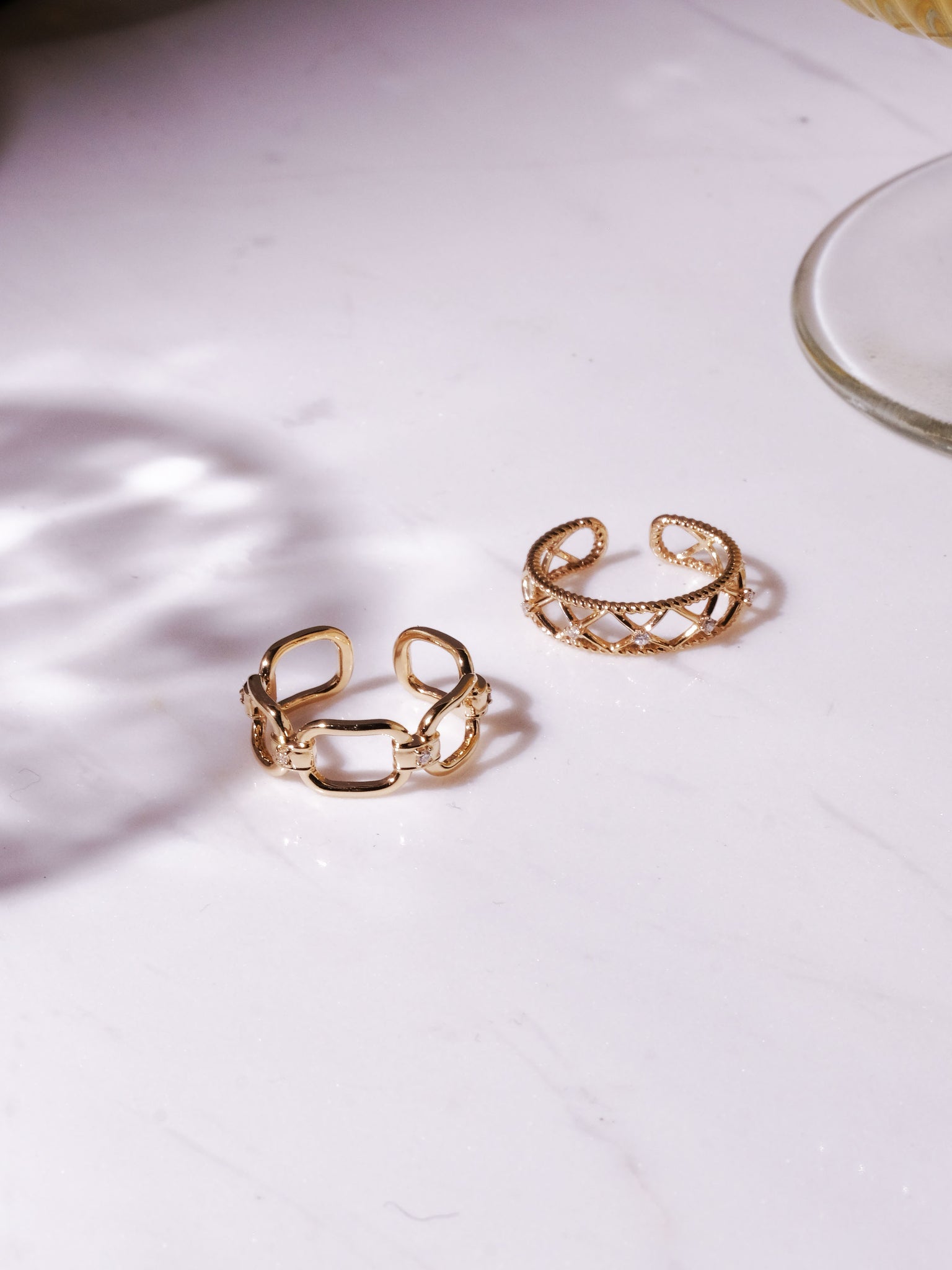 10K Gold Wire Basket Earcuff / Ring