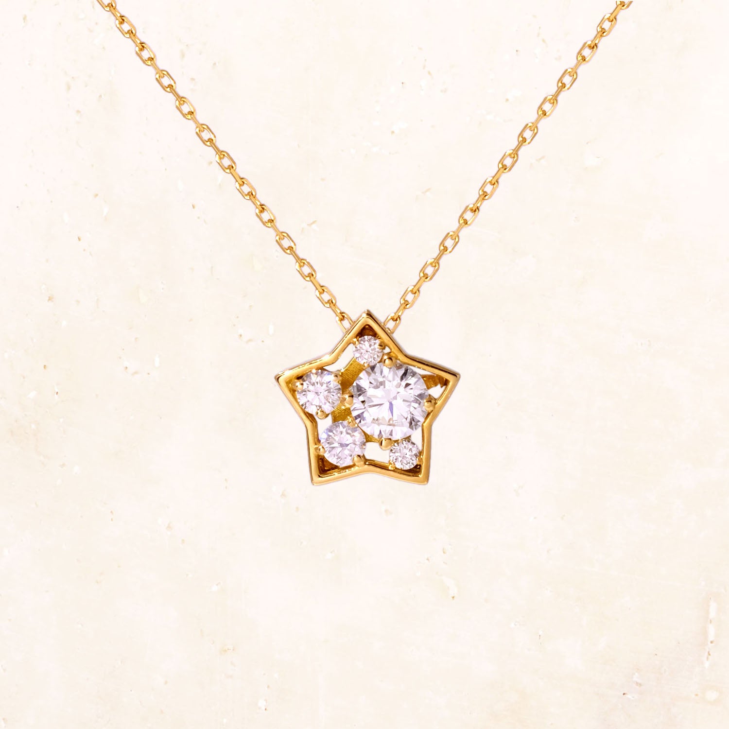 [Made to order] 18K Gold Puffy Star Necklace 0.3ct (Lab-Grown Diamond)