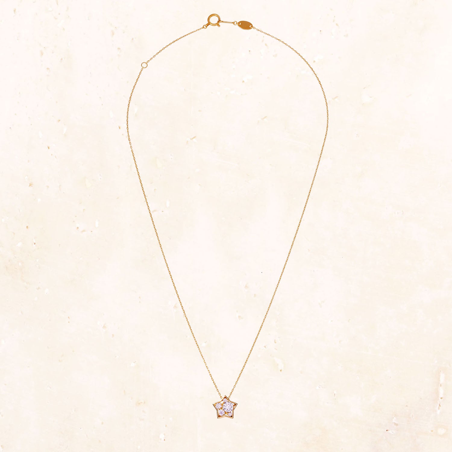 [Made to order] 18K Gold Puffy Star Necklace 0.3ct (Lab-Grown Diamond)