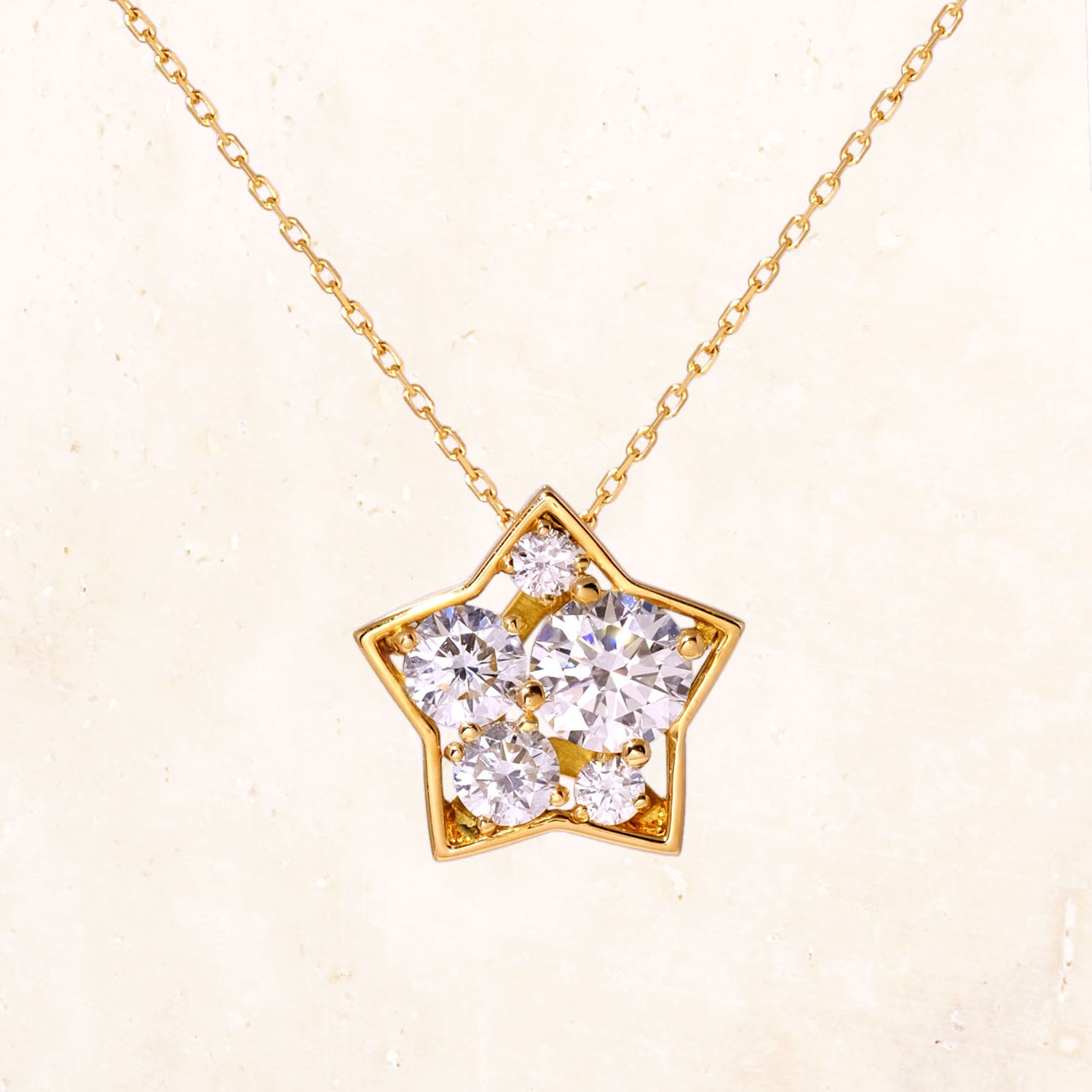 [Made to order] 18K Gold Puffy Star Necklace 1.0ct (Lab-Grown Diamond)