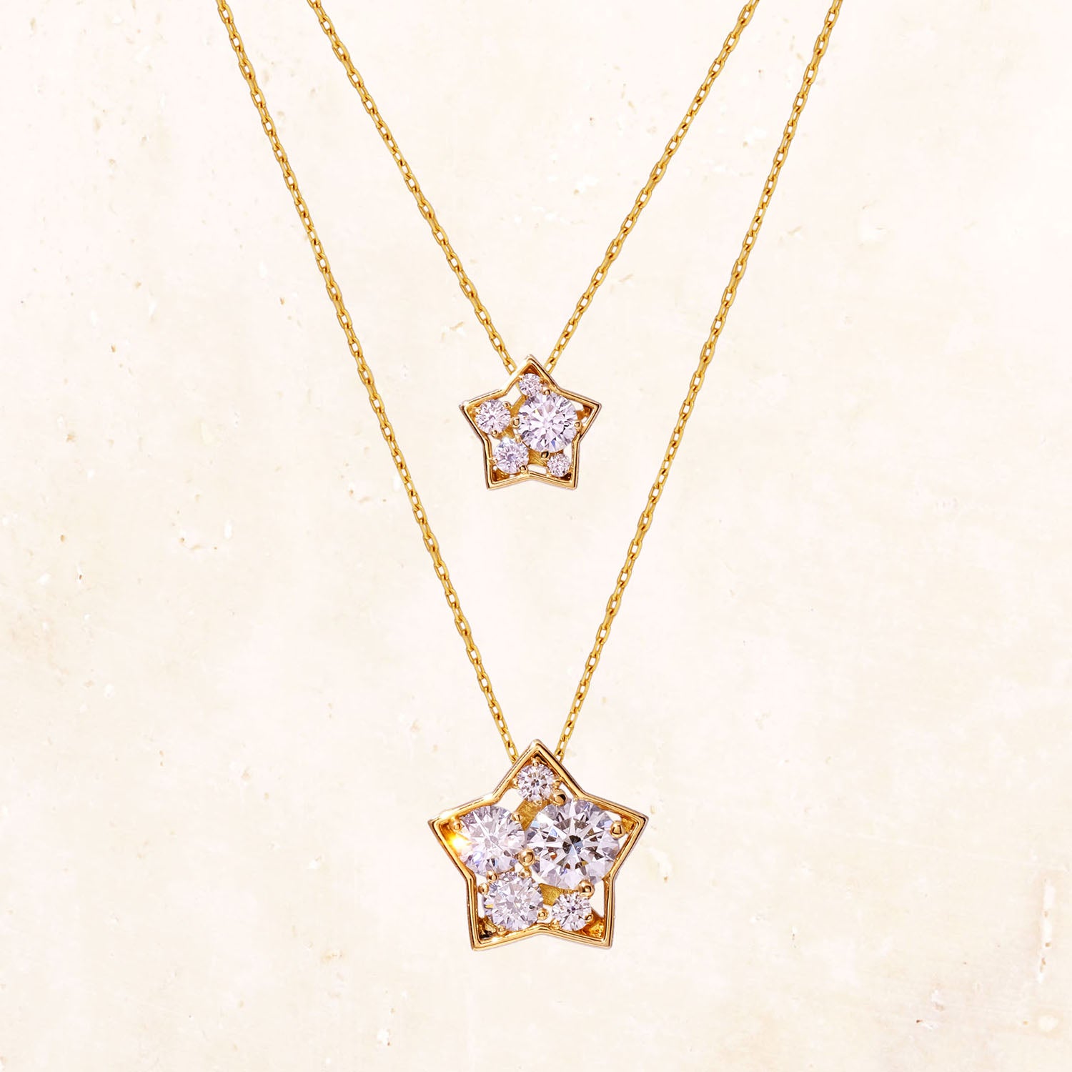 [Made to order] 18K Gold Puffy Star Necklace 1.0ct (Lab-Grown Diamond)