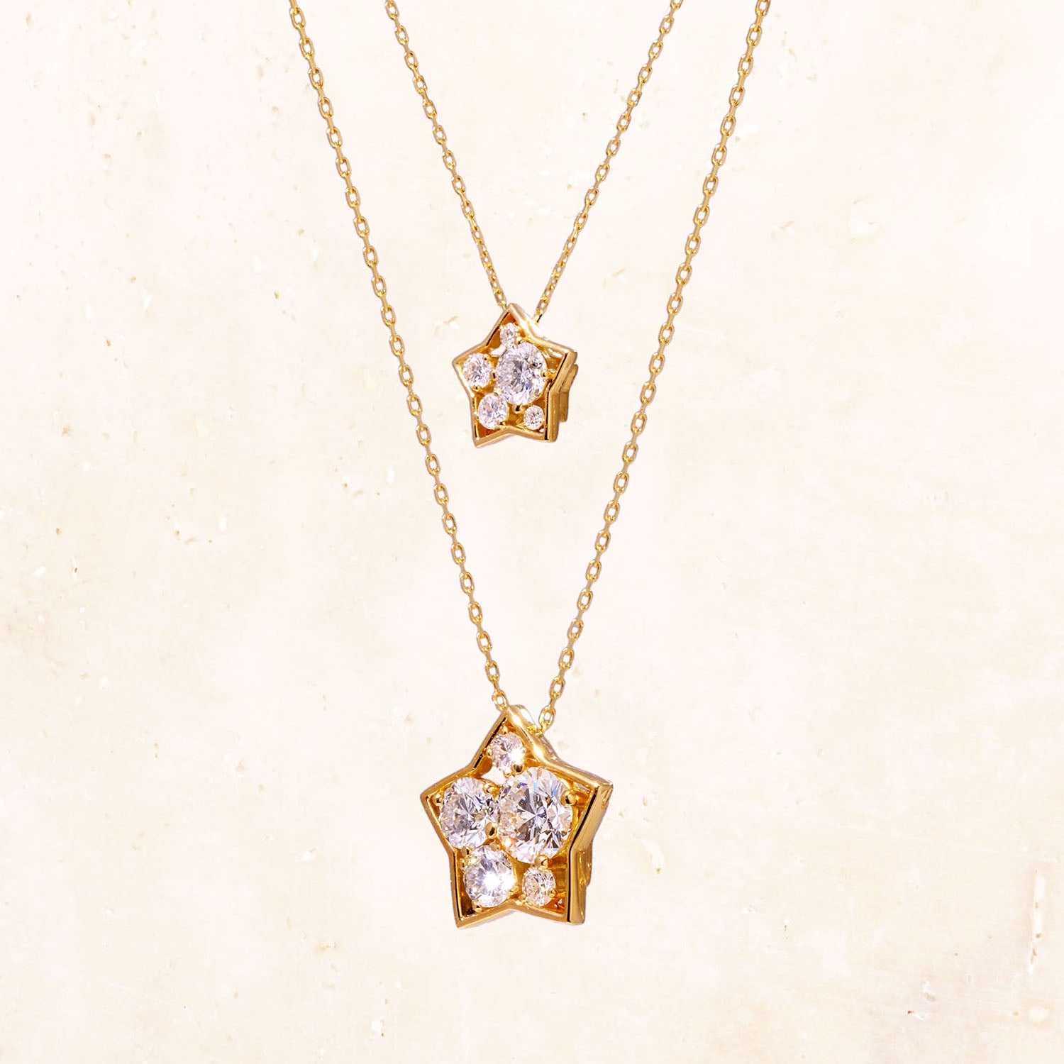 [Made to order] 18K Gold Puffy Star Necklace 1.0ct (Lab-Grown Diamond)