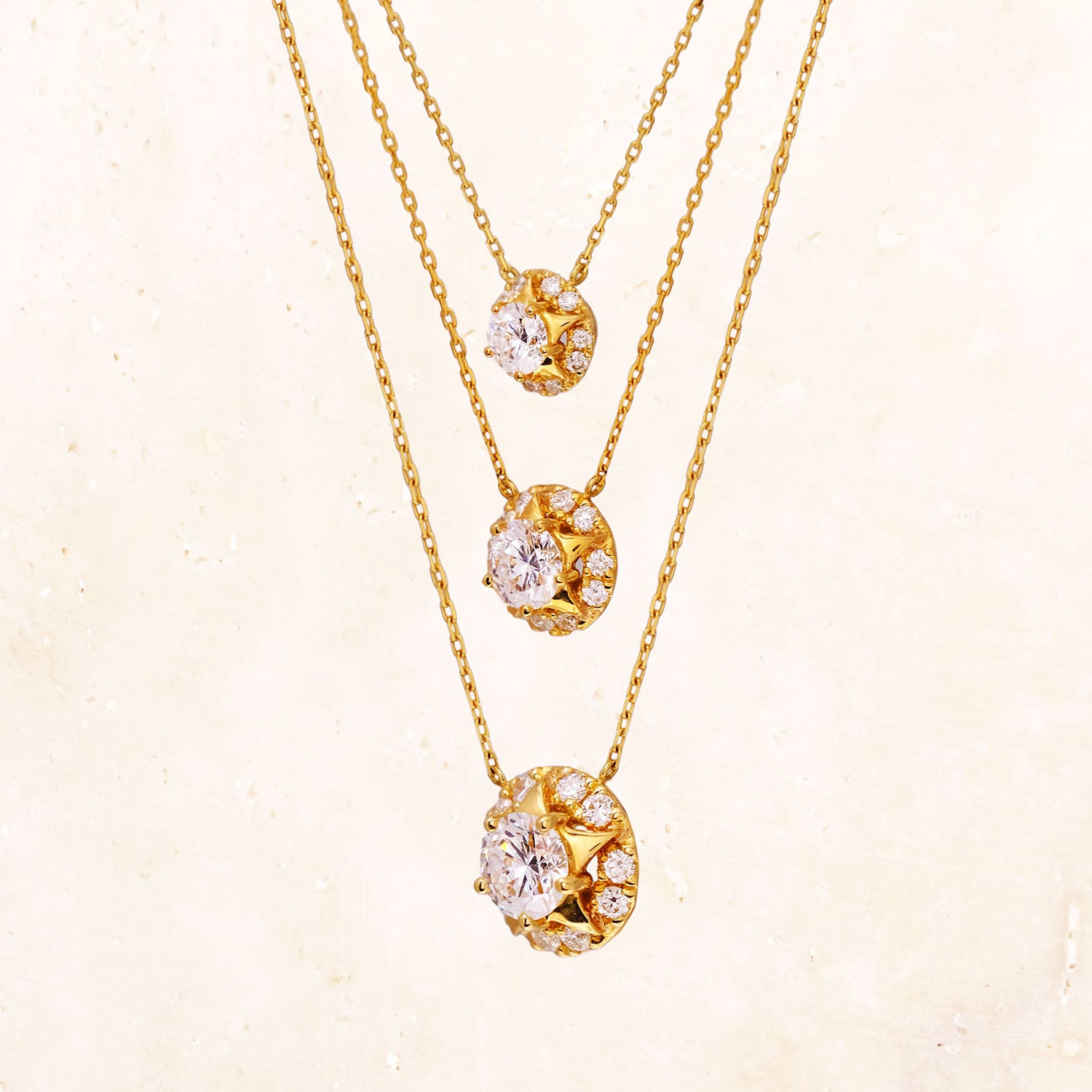 [Made to order] 18K Gold Macaron Star Necklace 0.3ct (Lab-Grown Diamond)