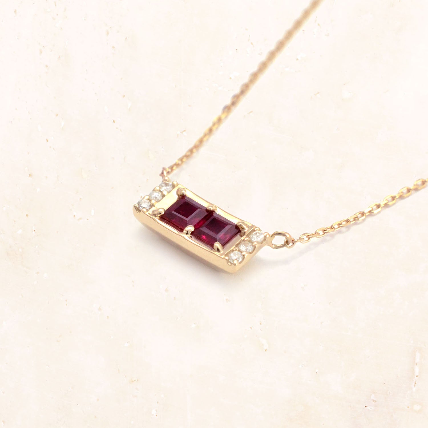 10K Gold Double Comet Candy Necklace (Ruby)