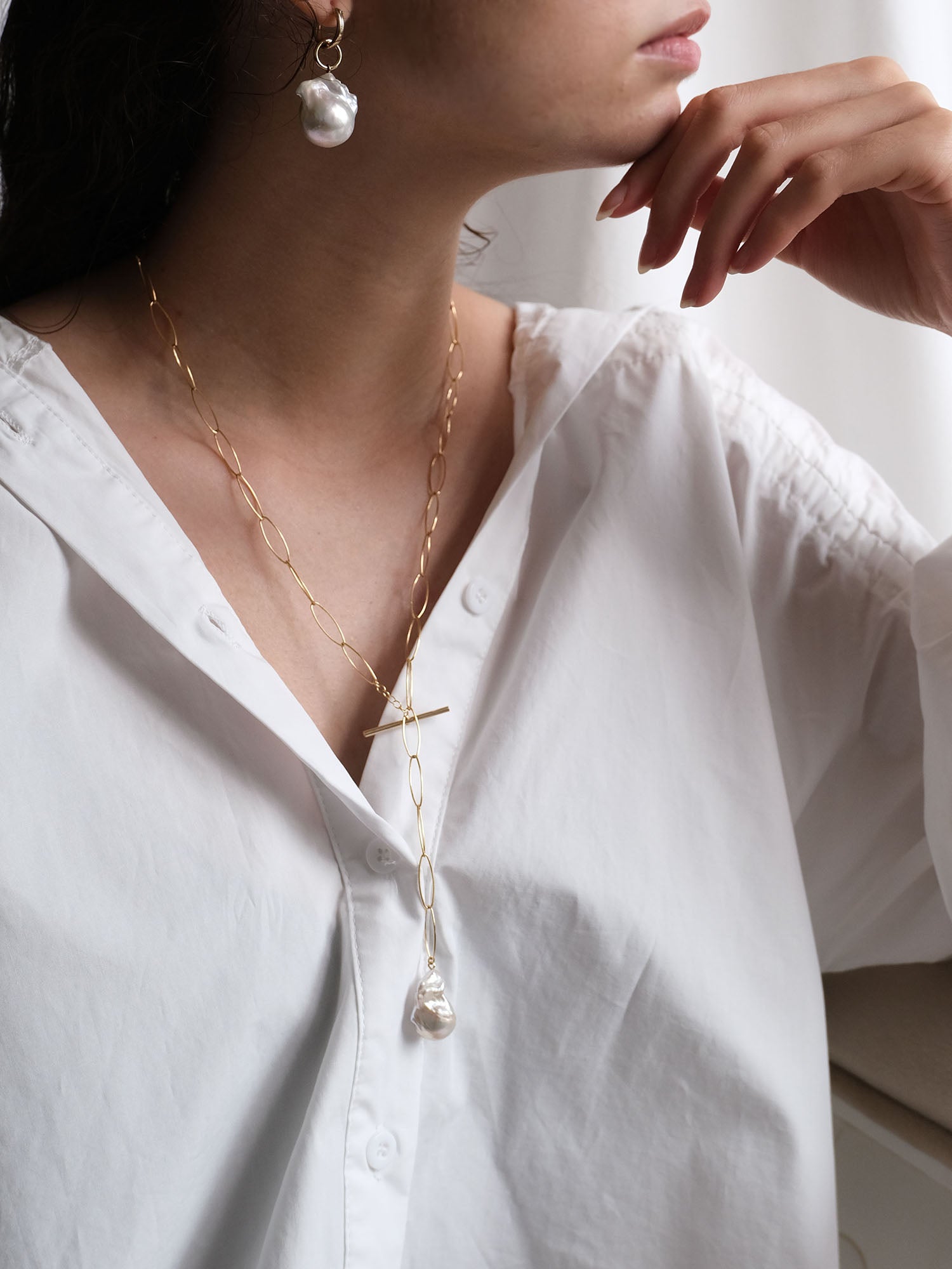 Baroque Pearl Pendant Drop Necklace