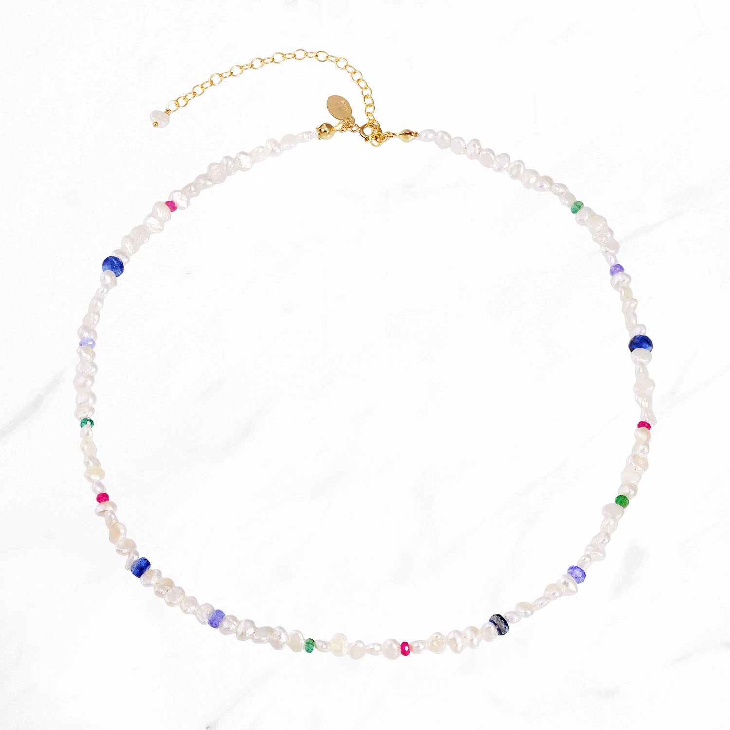 珍珠&宝石项链（白色）