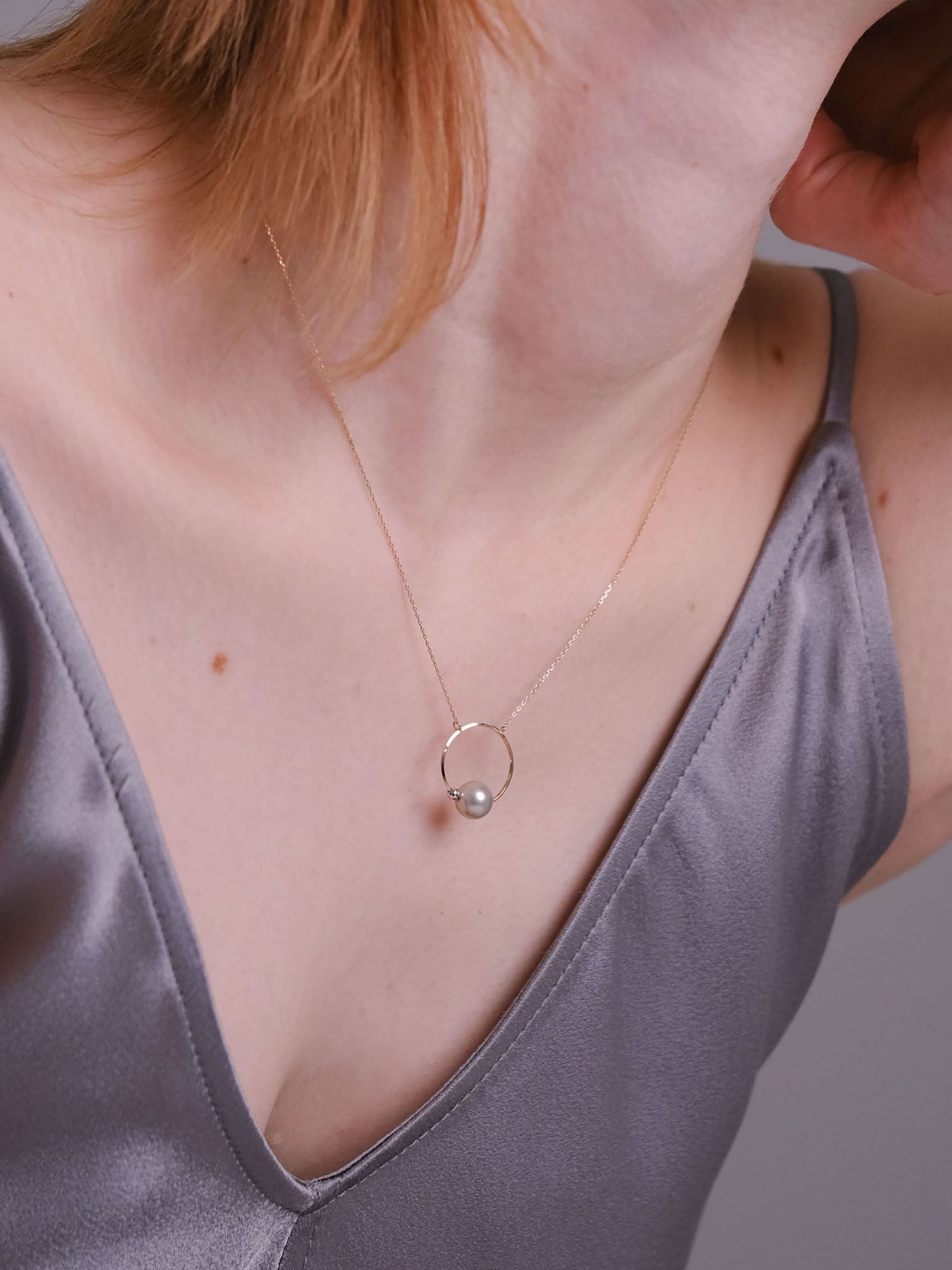 10K Akoya Pearl Circle Necklace
