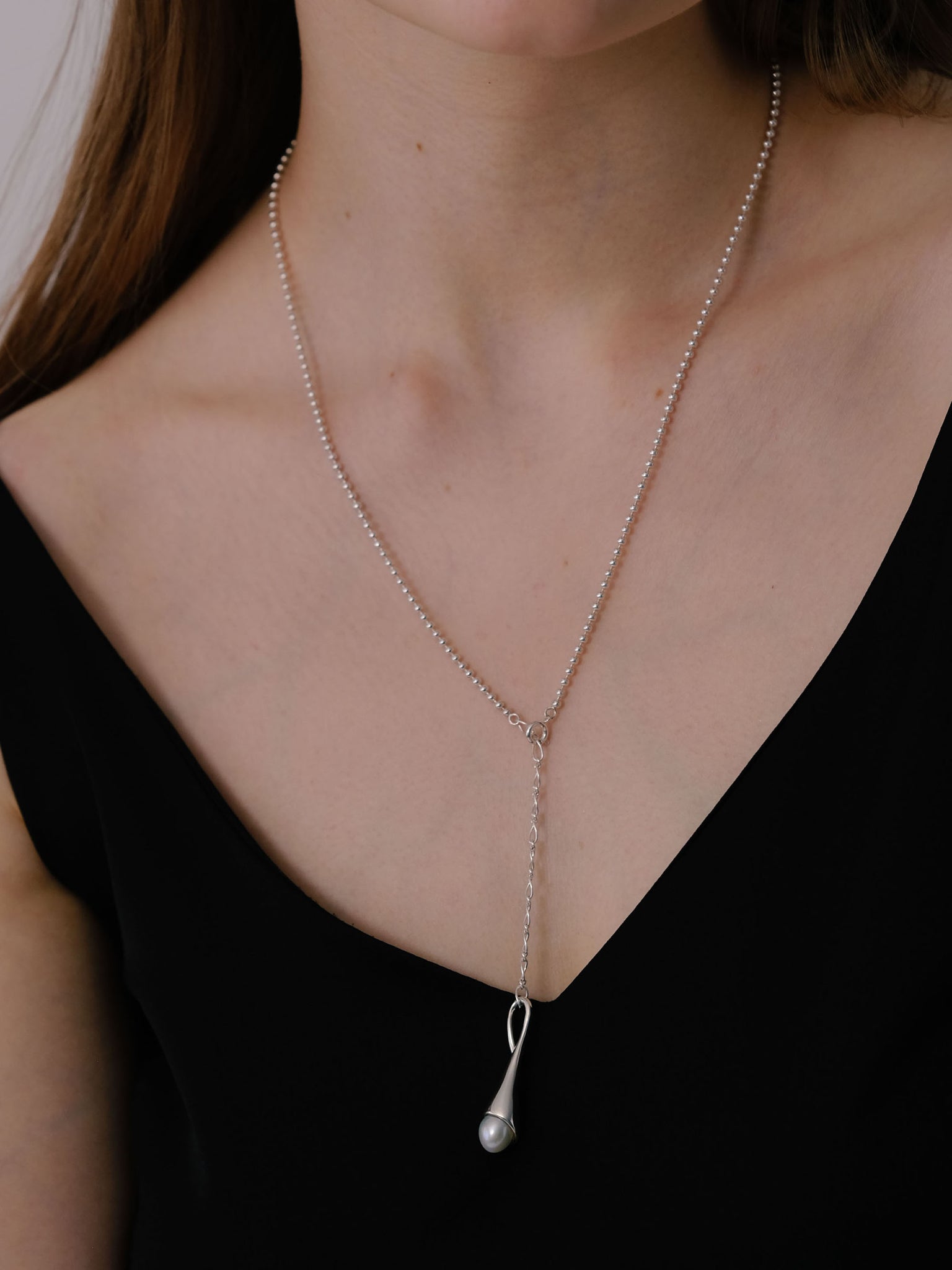 SILVER Calla Drop Pearl Pendant