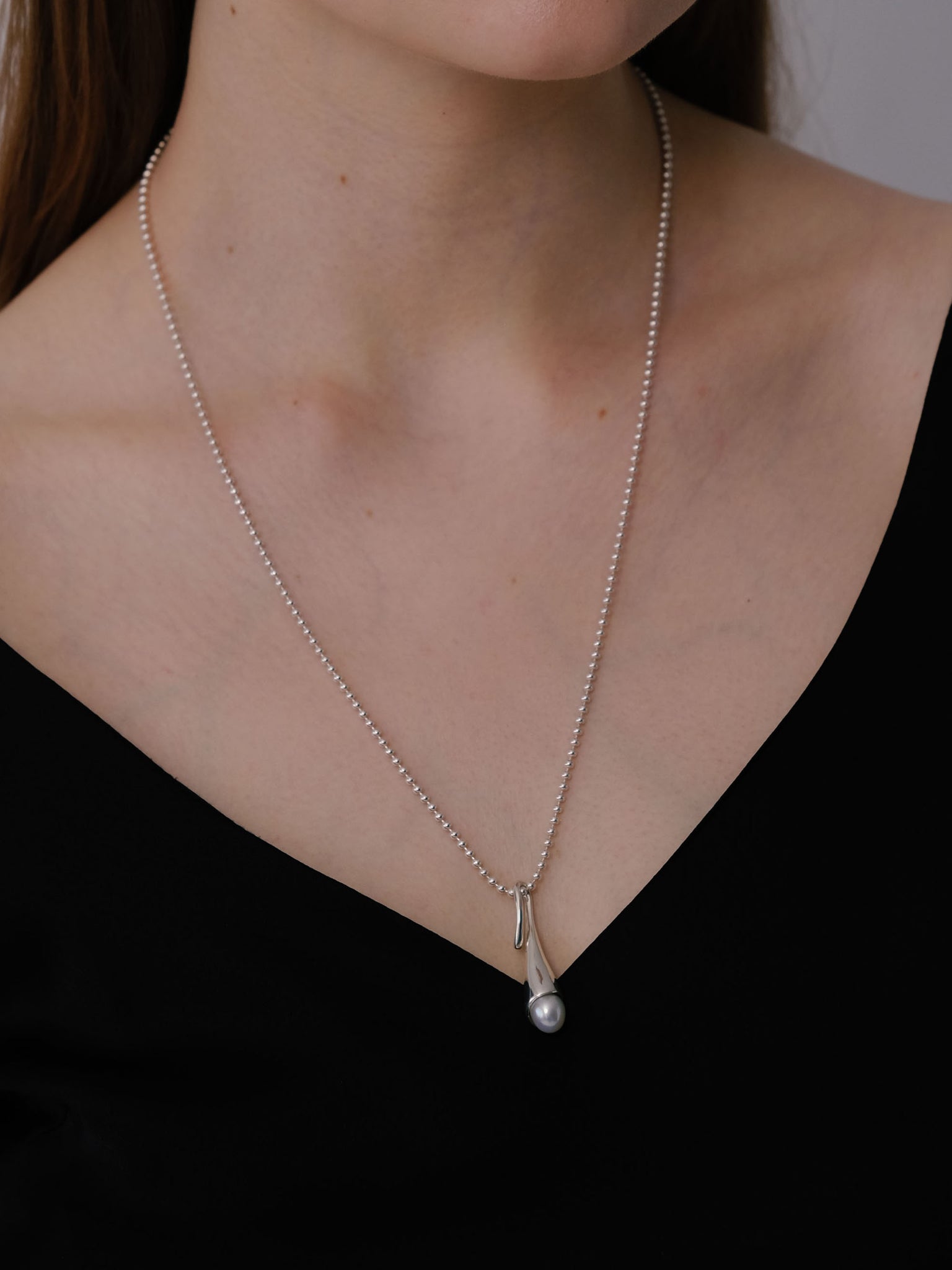 SILVER Calla Drop Pearl Pendant