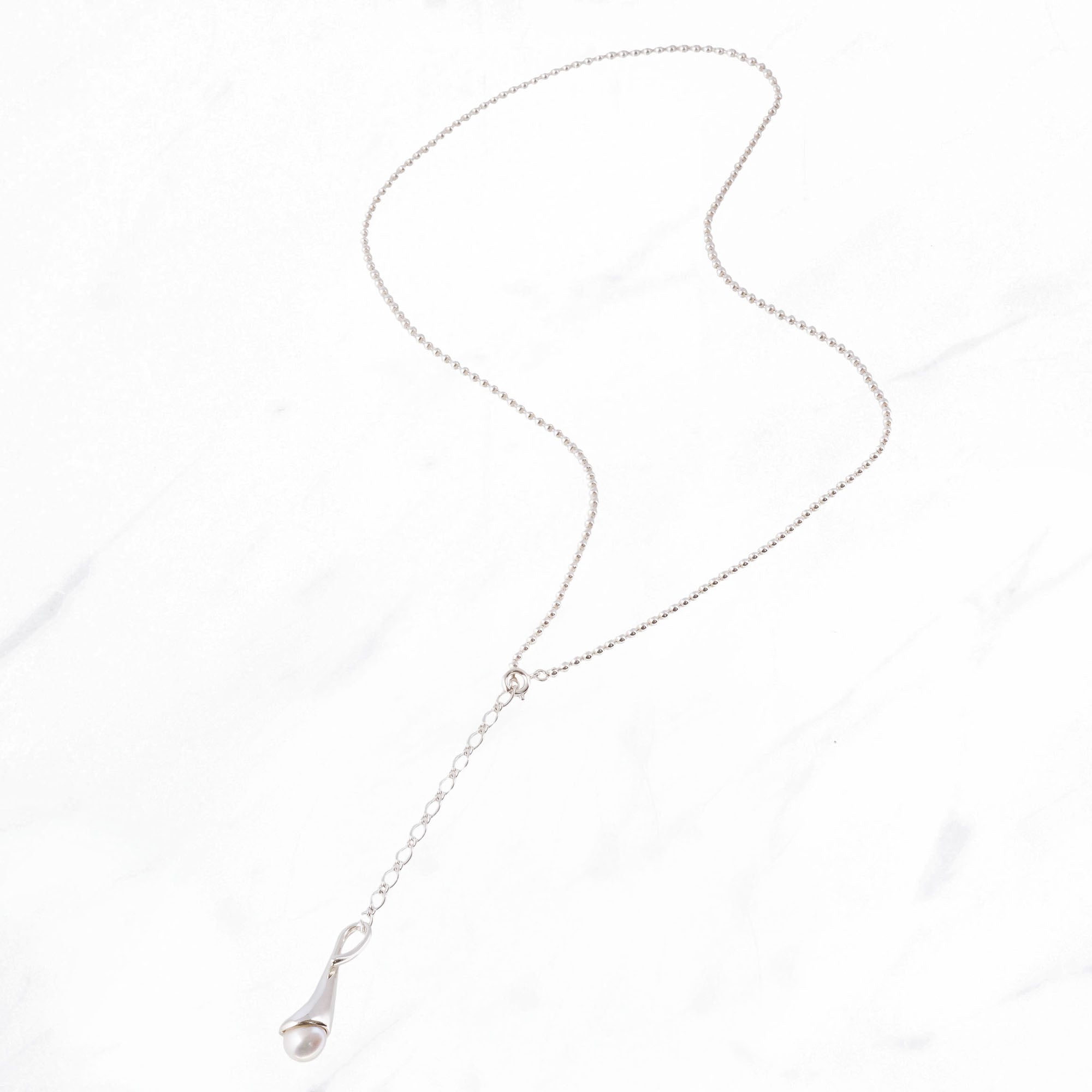 SILVER Calla Drop Pearl Pendant