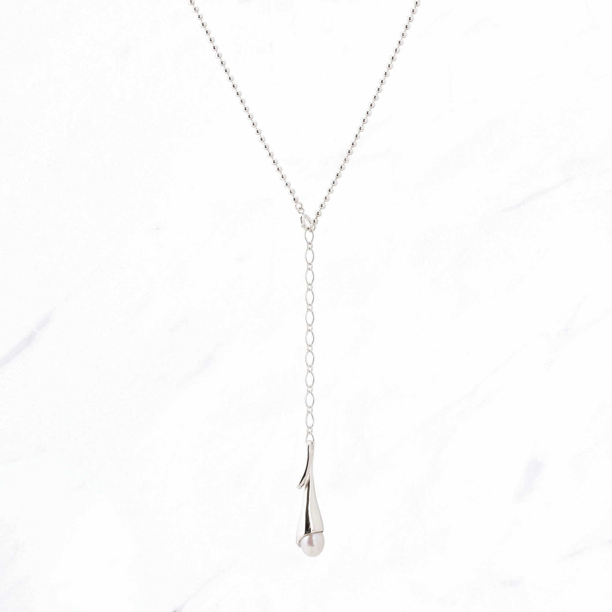 SILVER Calla Drop Pearl Pendant