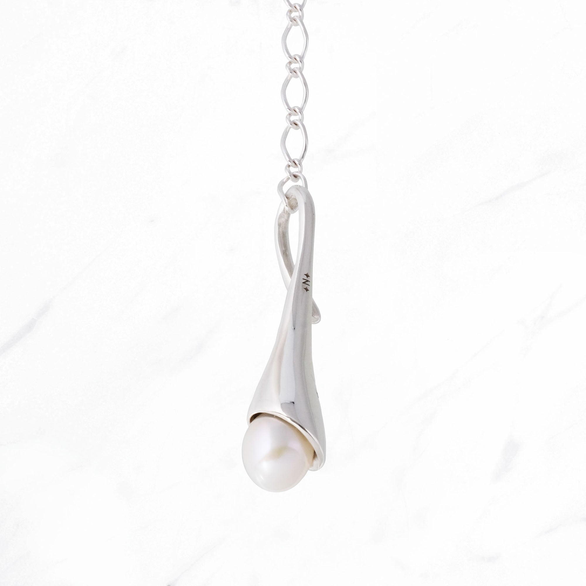 SILVER Calla Drop Pearl Pendant
