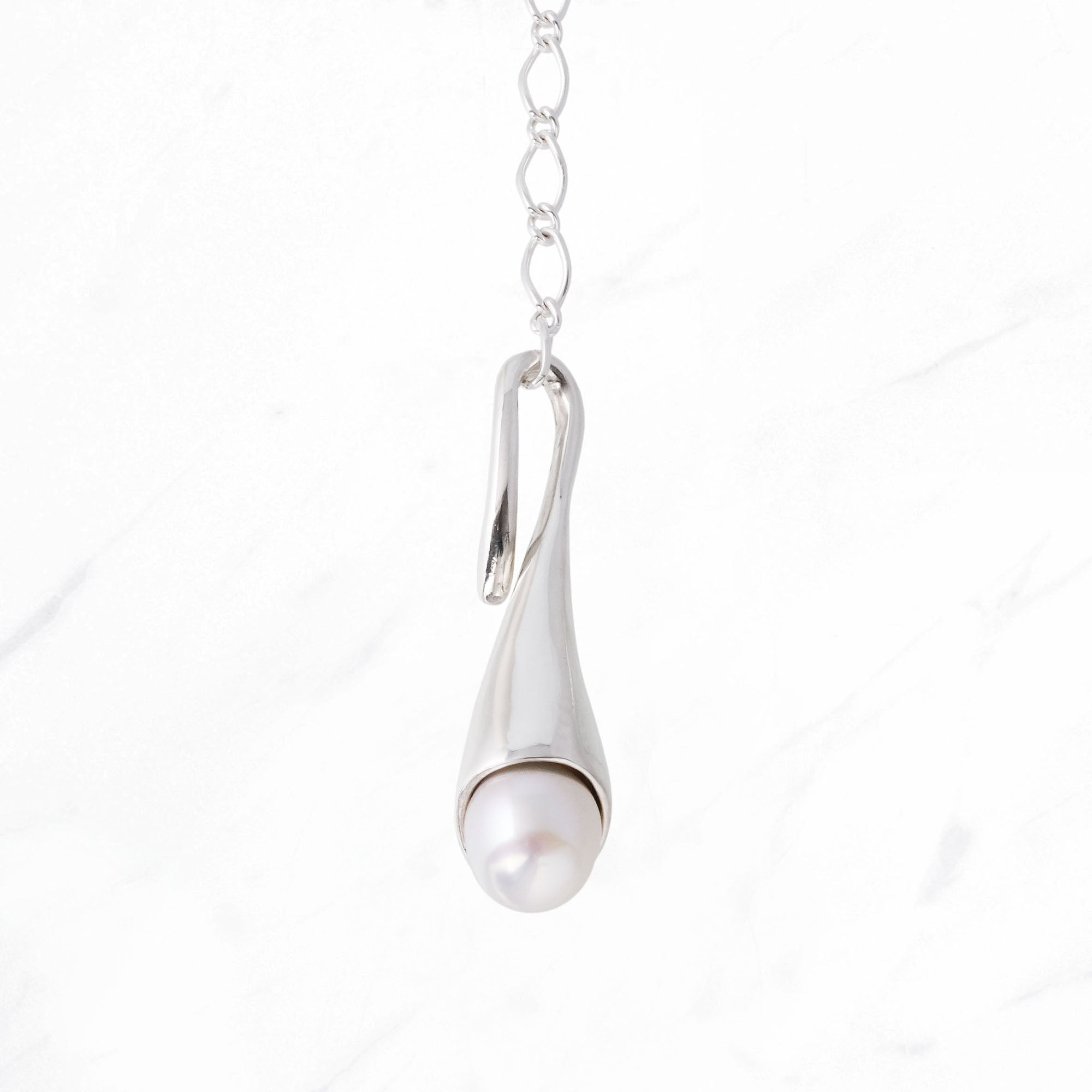 SILVER Calla Drop Pearl Pendant