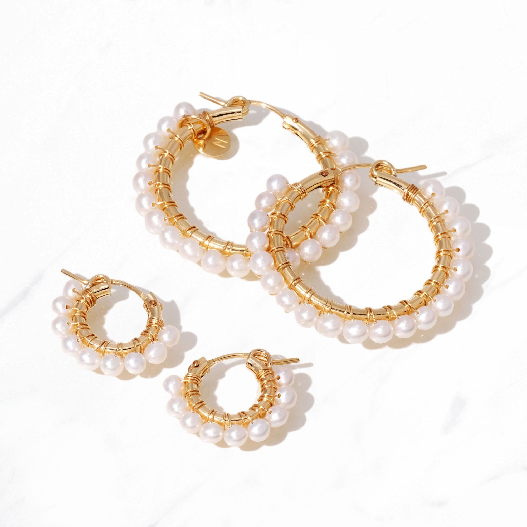 Wrapped Pearl Hoop Earrings M