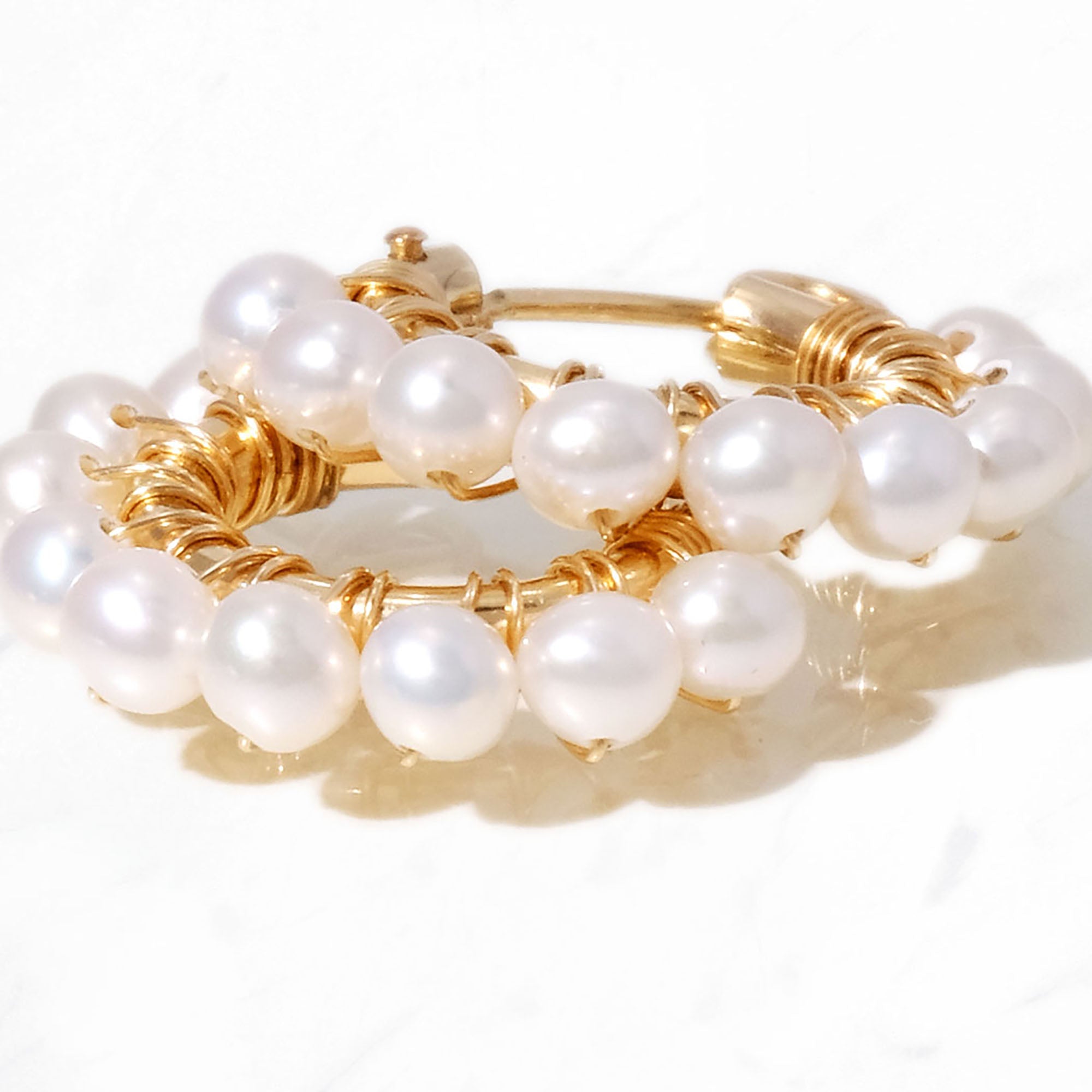 Wrapped Pearl Hoop Earrings S