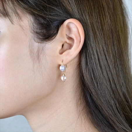 10K Herkimer Quartz & Pearl Hook Earrings