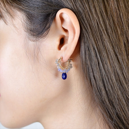 Lapis Lazuli Wrapped Hoop Earrings