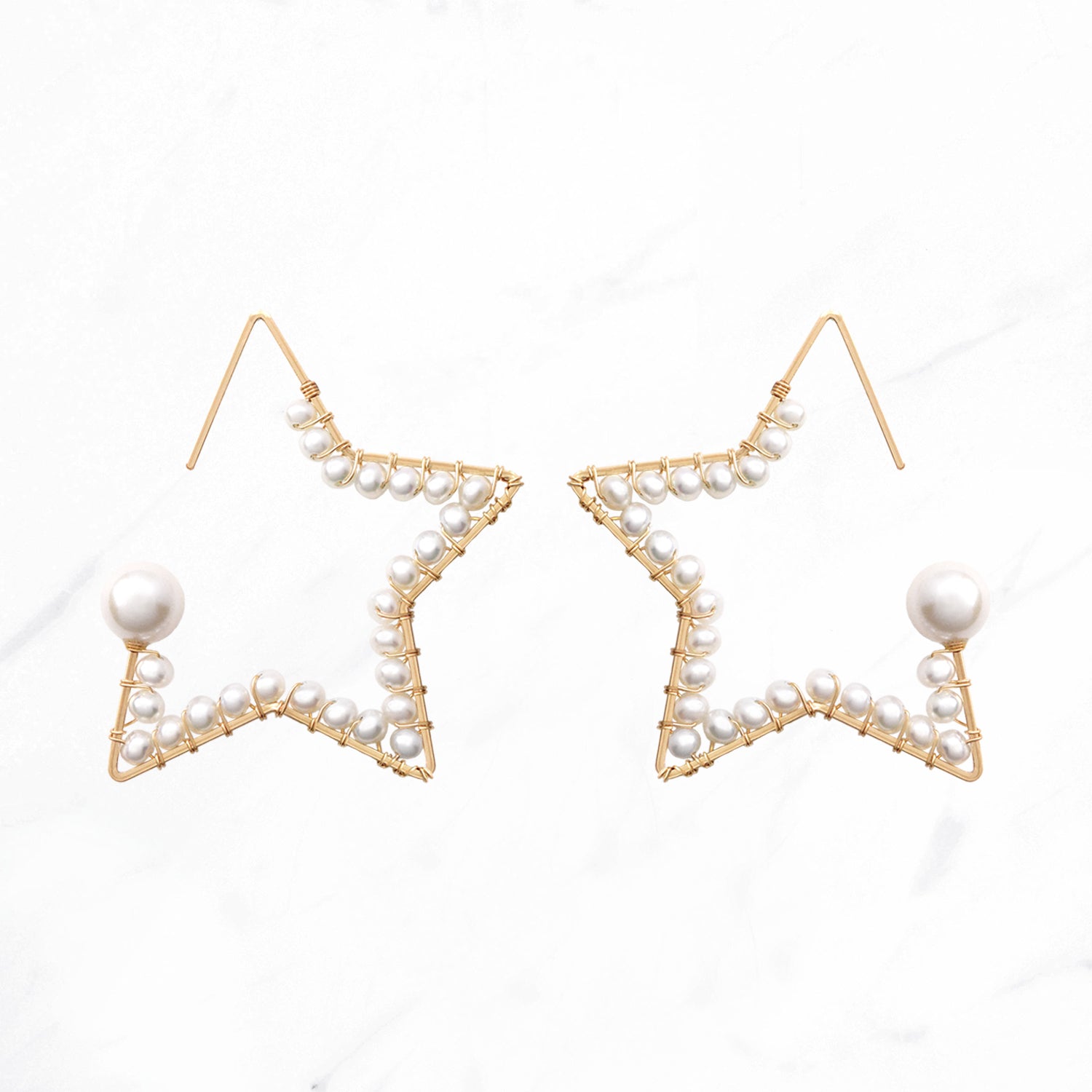 Pearl Star Hoop Earrings