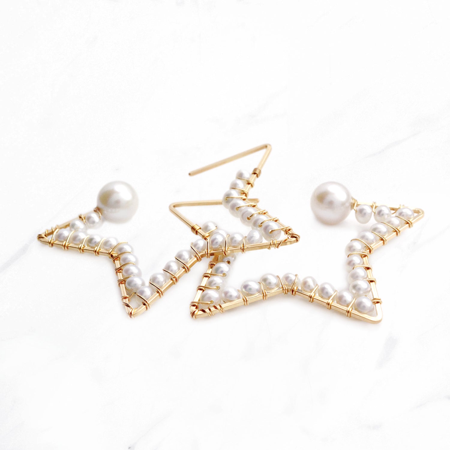 Pearl Star Hoop Earrings