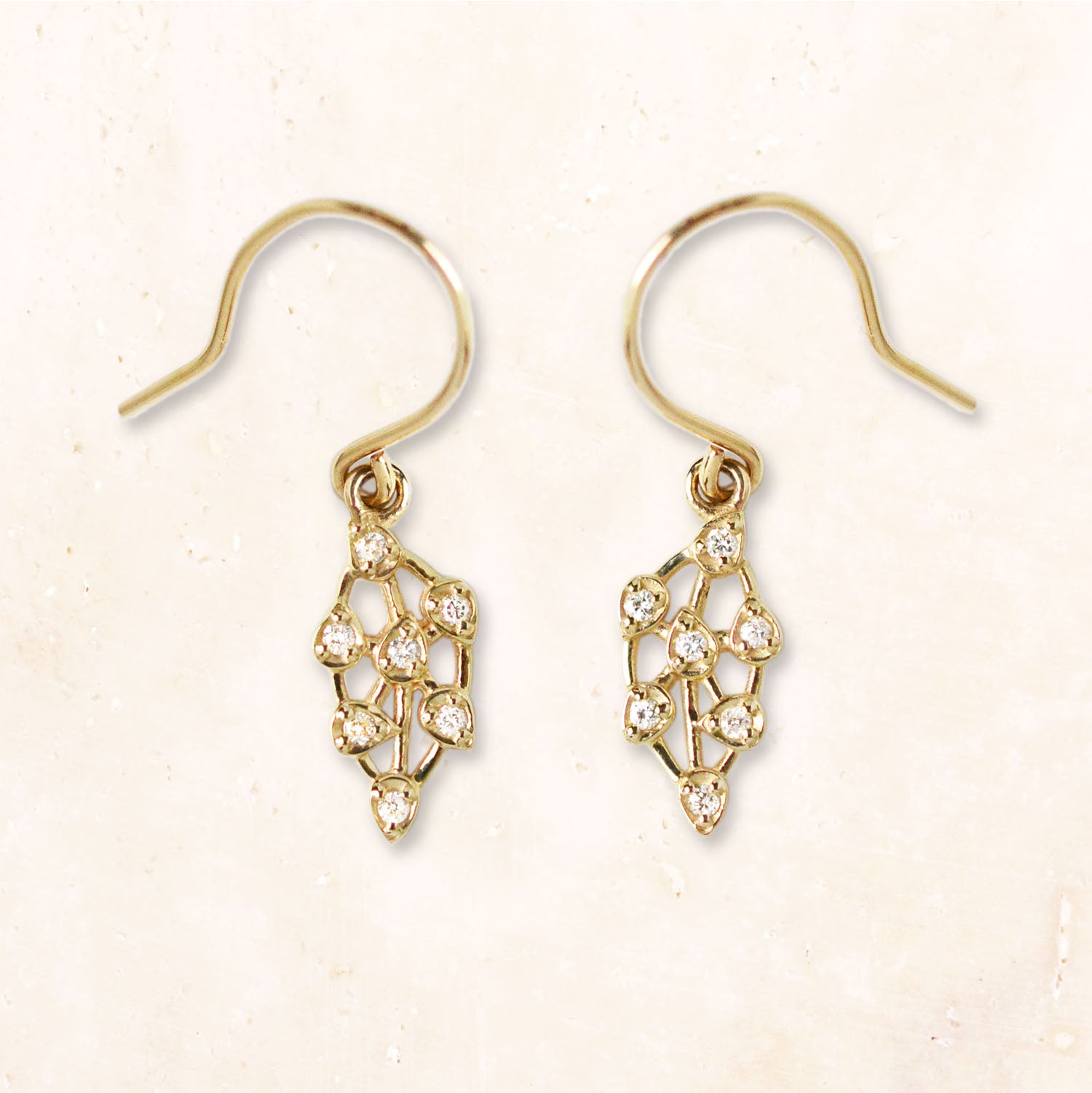 10K Gold Diamond Leaf Earrings