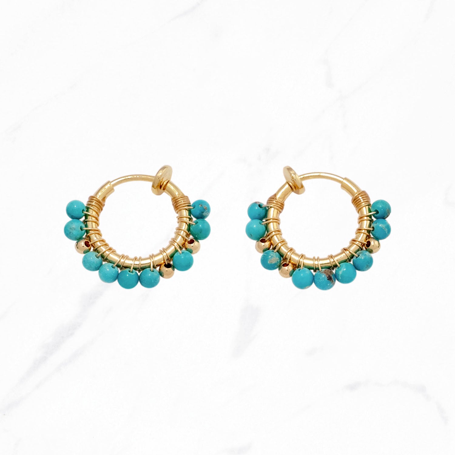 Turquoise Wrapped Hoop Clip Earrings S