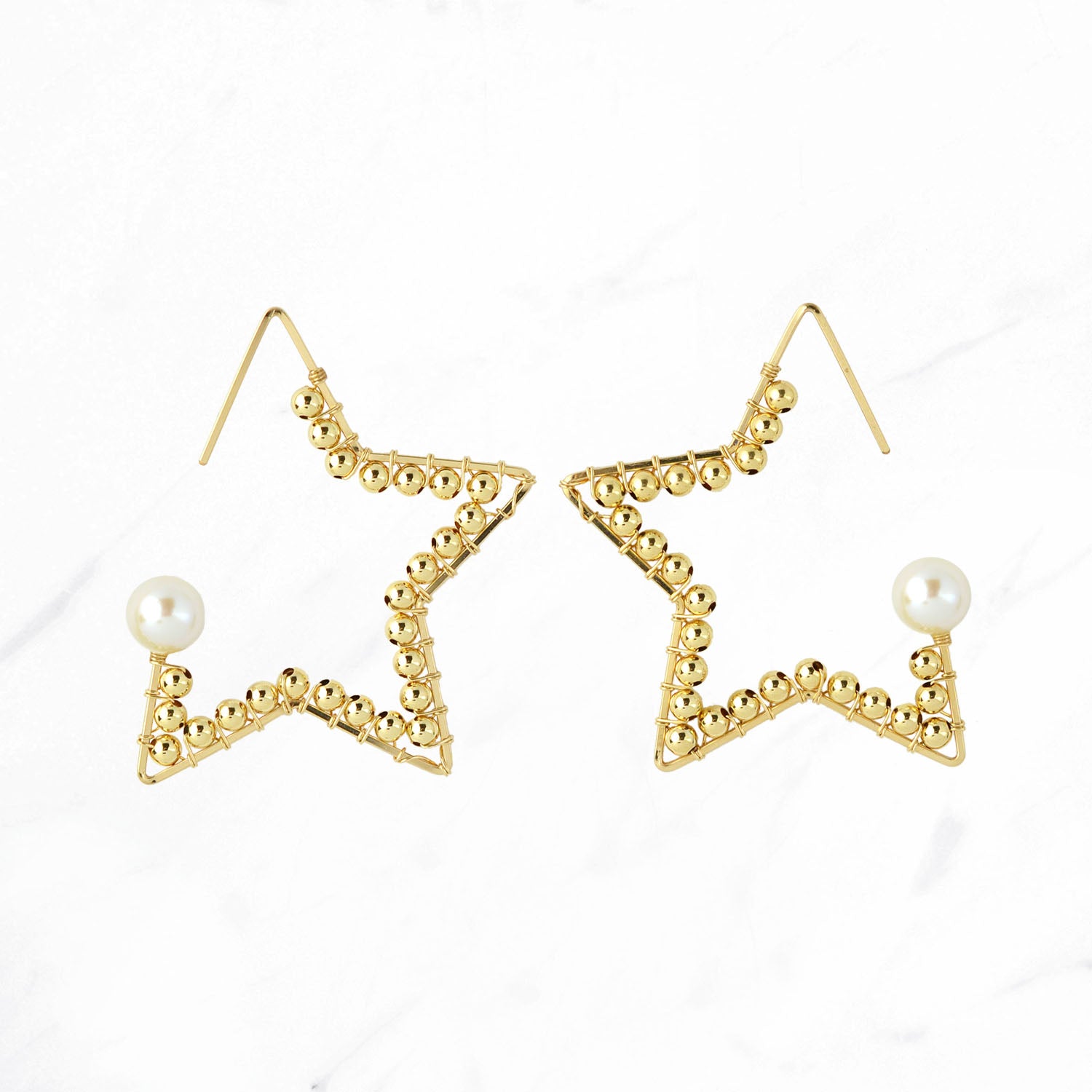 Gold Star Wrapped Hoop Earrings