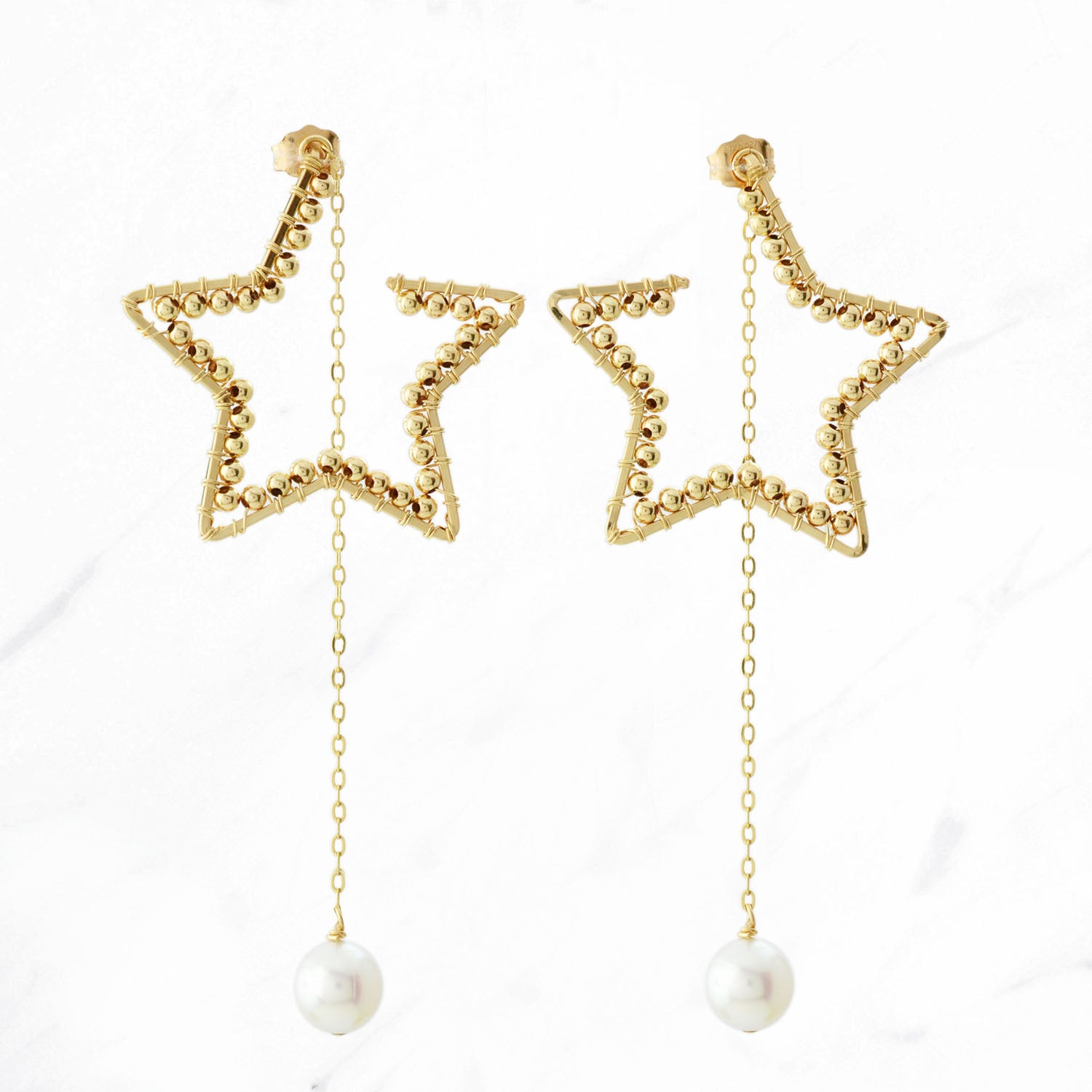 Gold Star Wrapped Stud Earrings