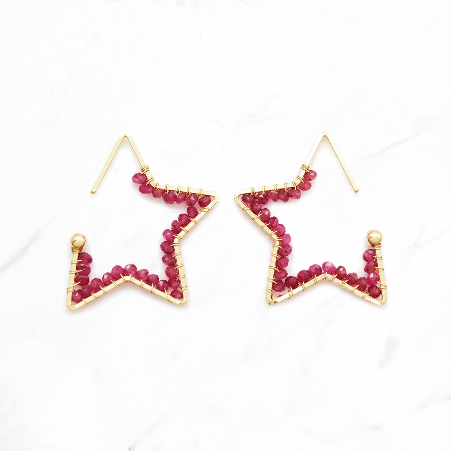 Ruby Star Hoop Earrings S
