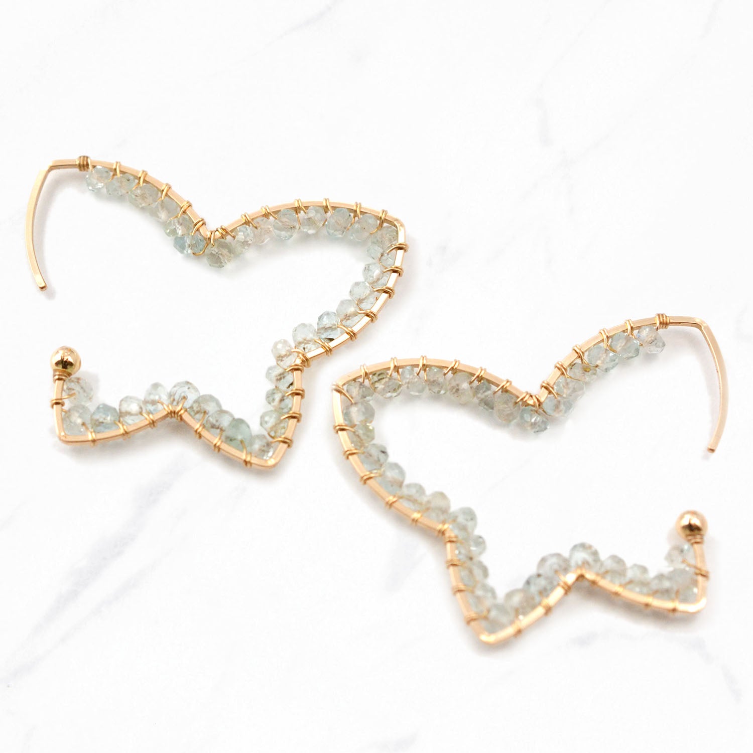 Butterfly Wrapped Hoop Earrings (Aquamarine)