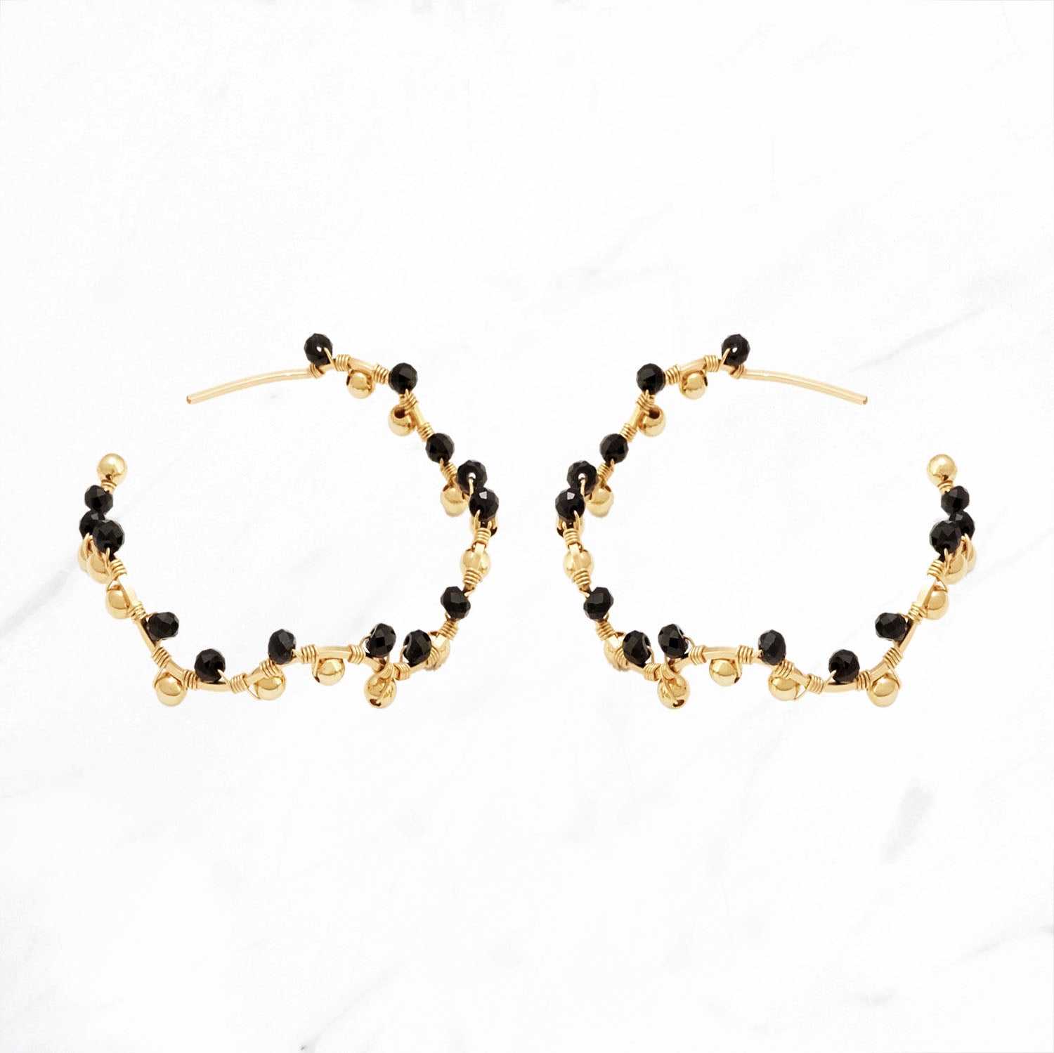 Wrapped Mix Spinel Wavy Hoops