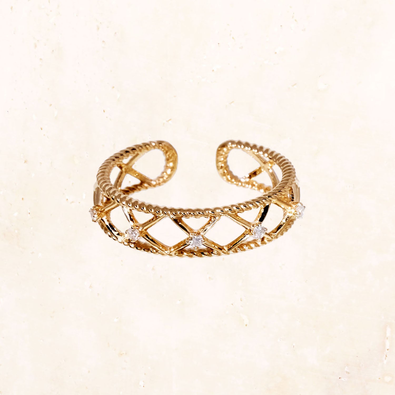 10K Gold Wire Basket Earcuff / Ring