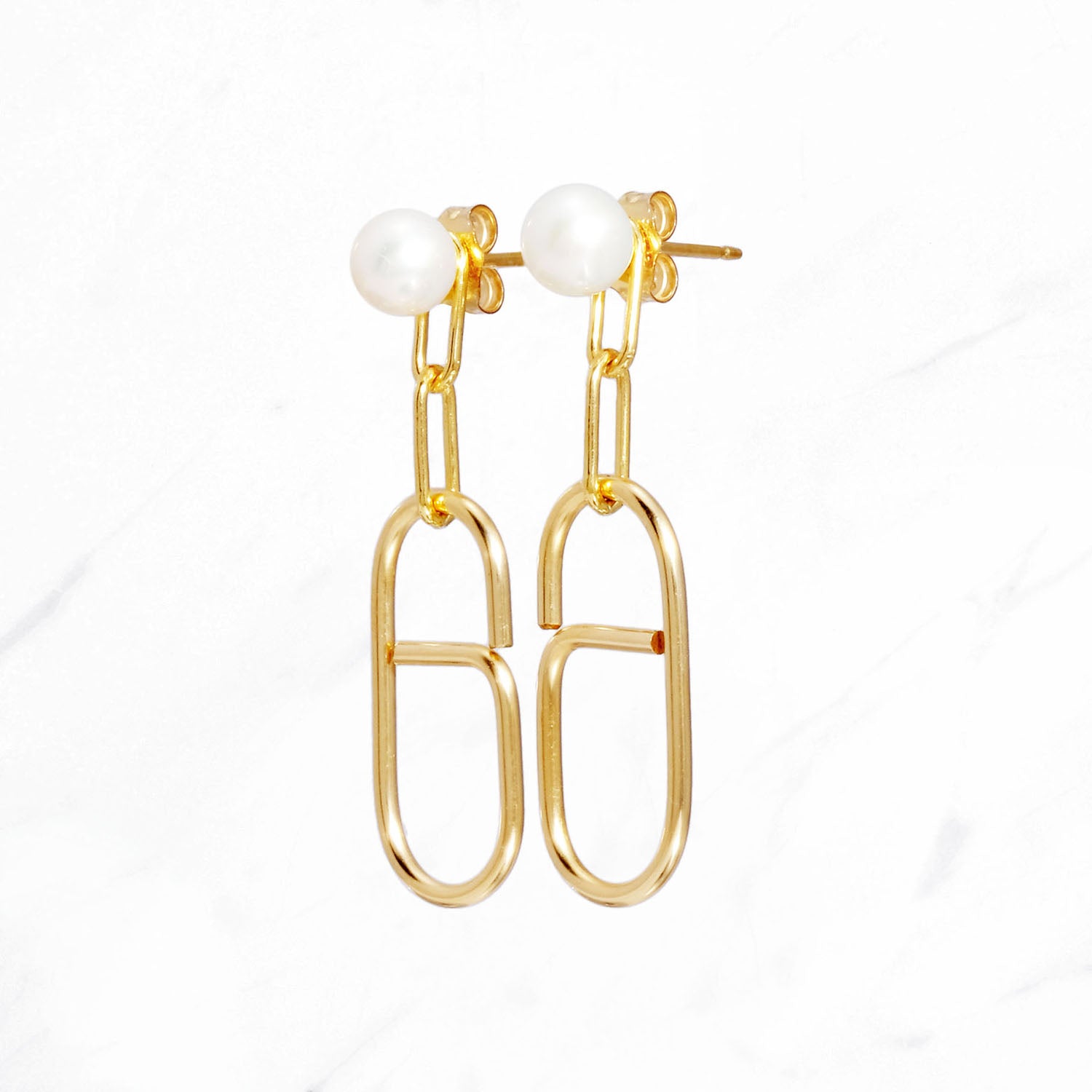 Clip Chain 2-way Pearl Earrings