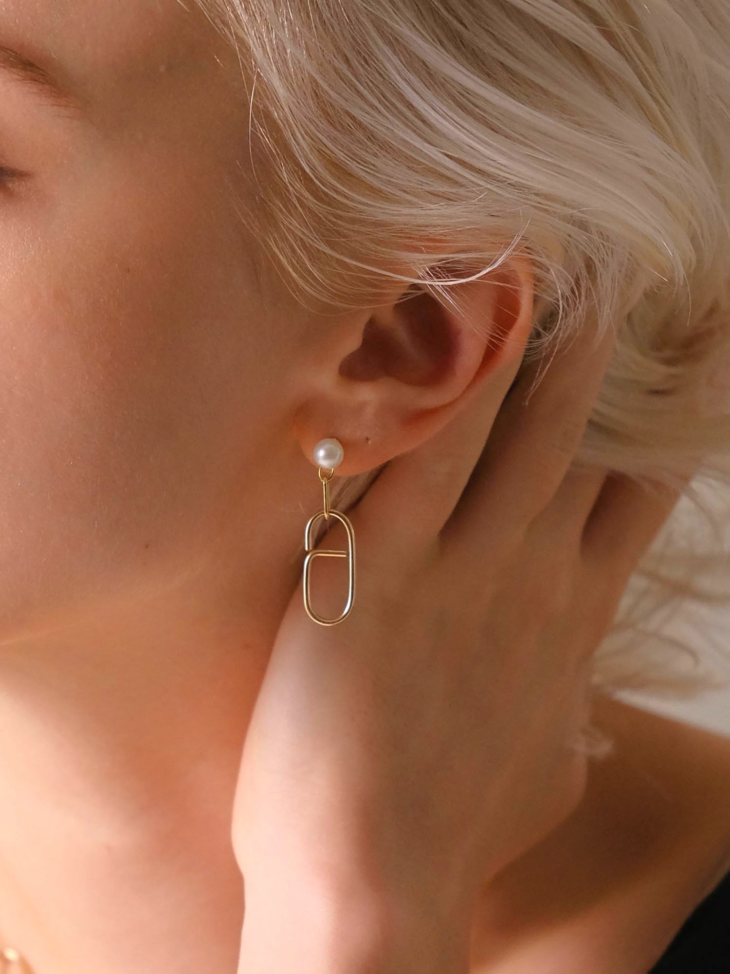 Clip Chain 2-way Pearl Earrings