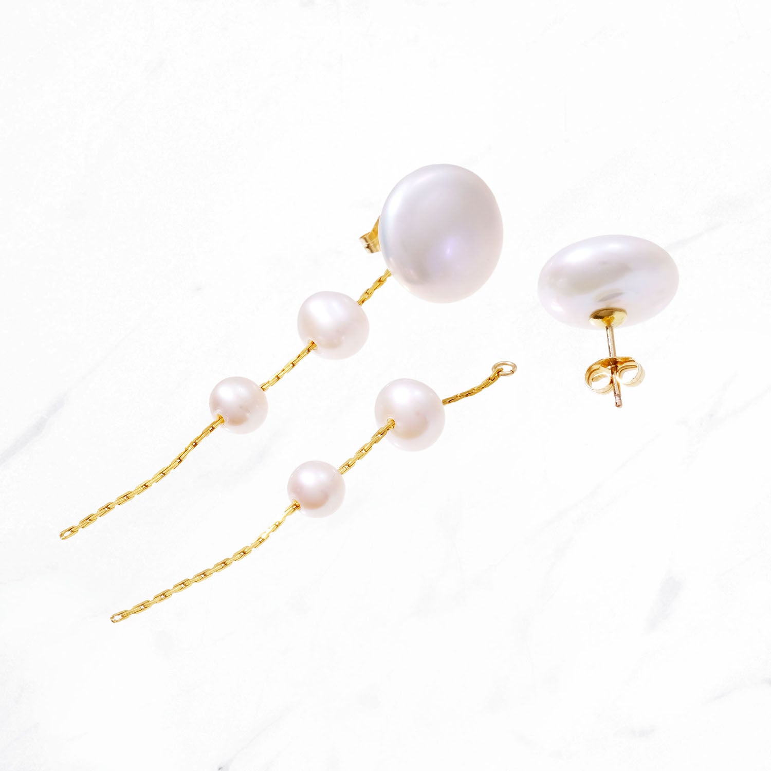 Coin Pearl String Earrings