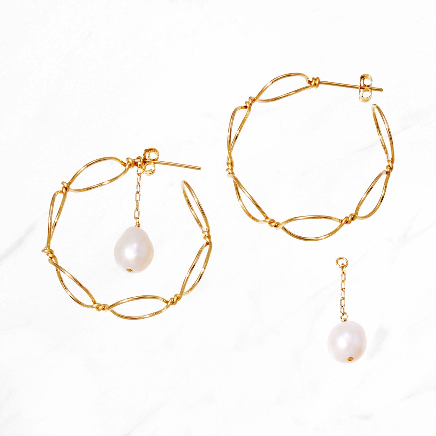 Creeper Pearl Hoop Earrings