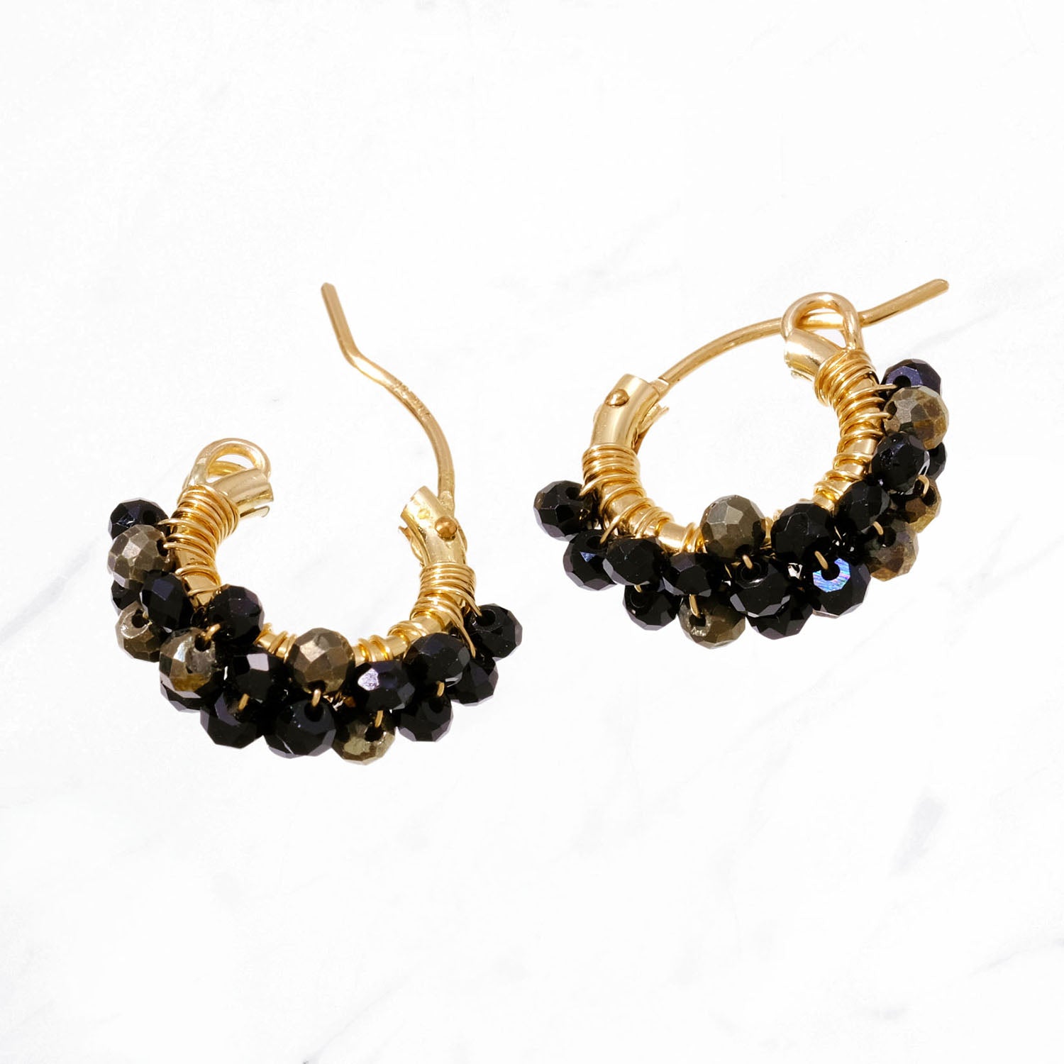 Bubble Black Spinel Wrapped Hoops S