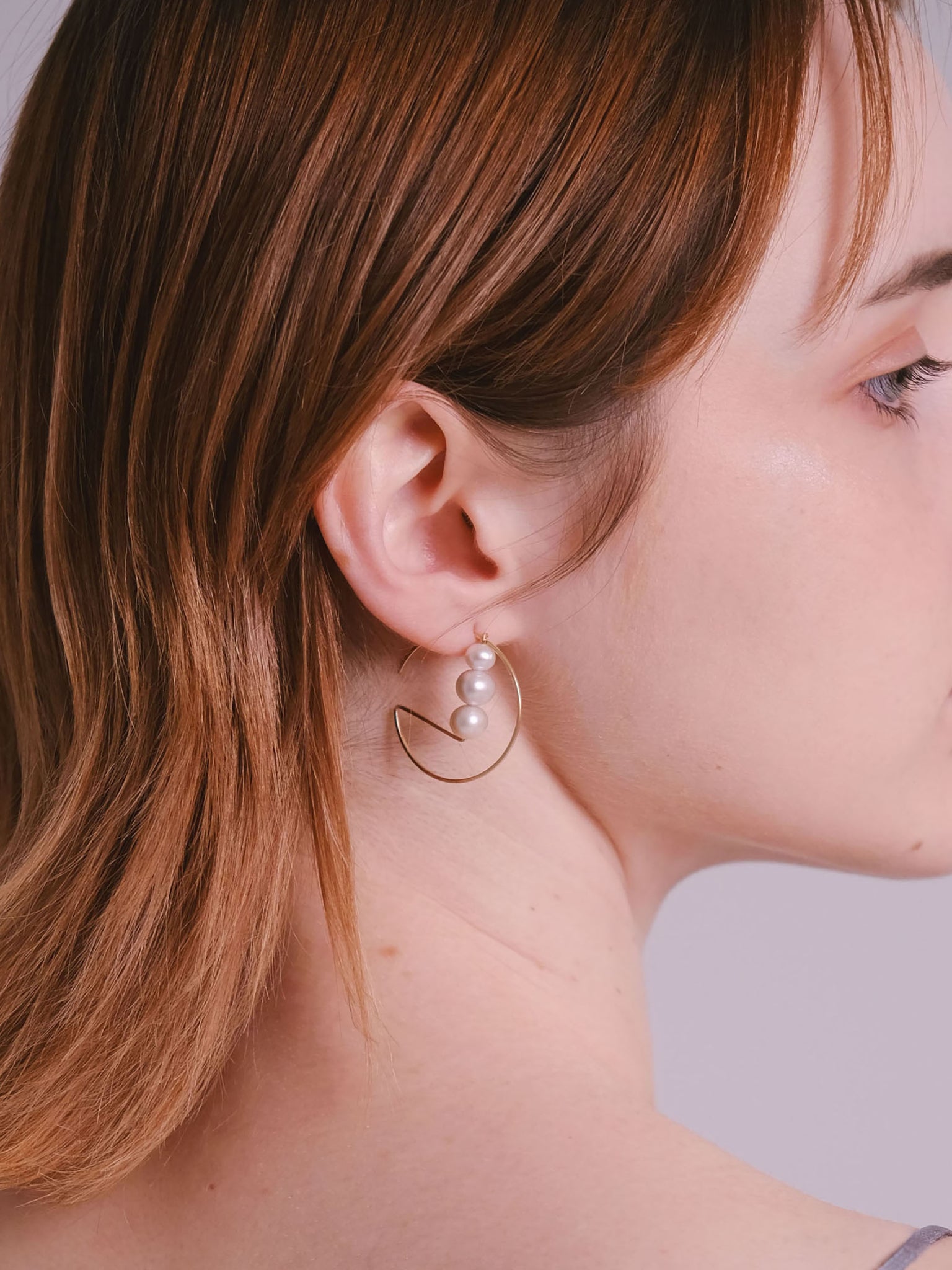 Ternary Circle Pearl Earrings
