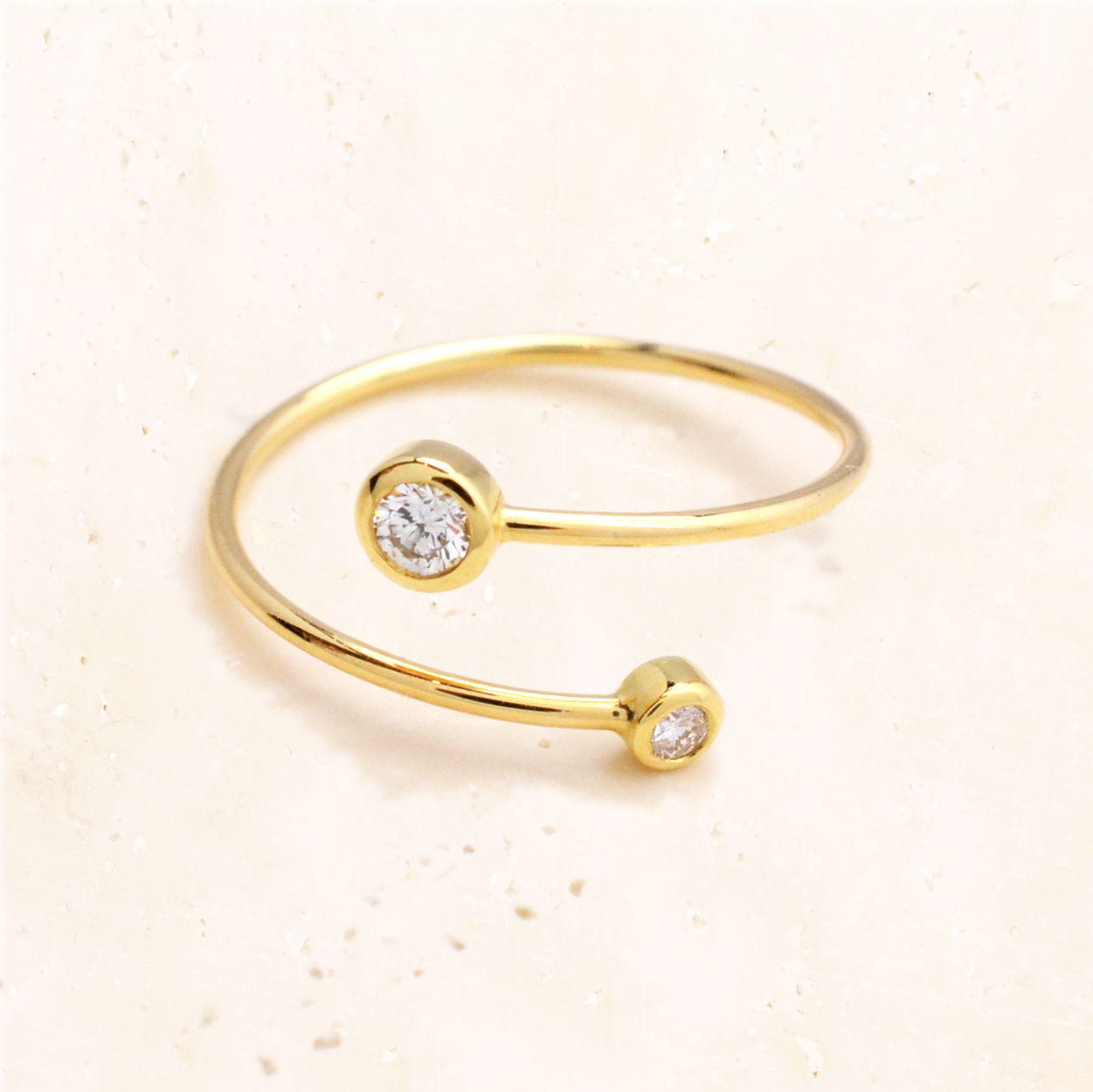18K Yellow Gold Twin Diamond Wrap Ring