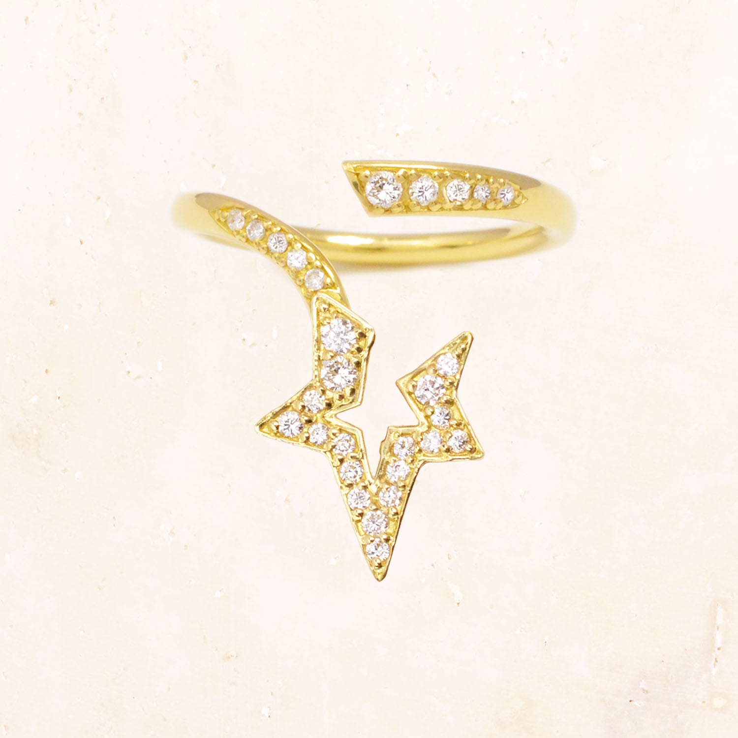 18K金不规则星型钻石戒指