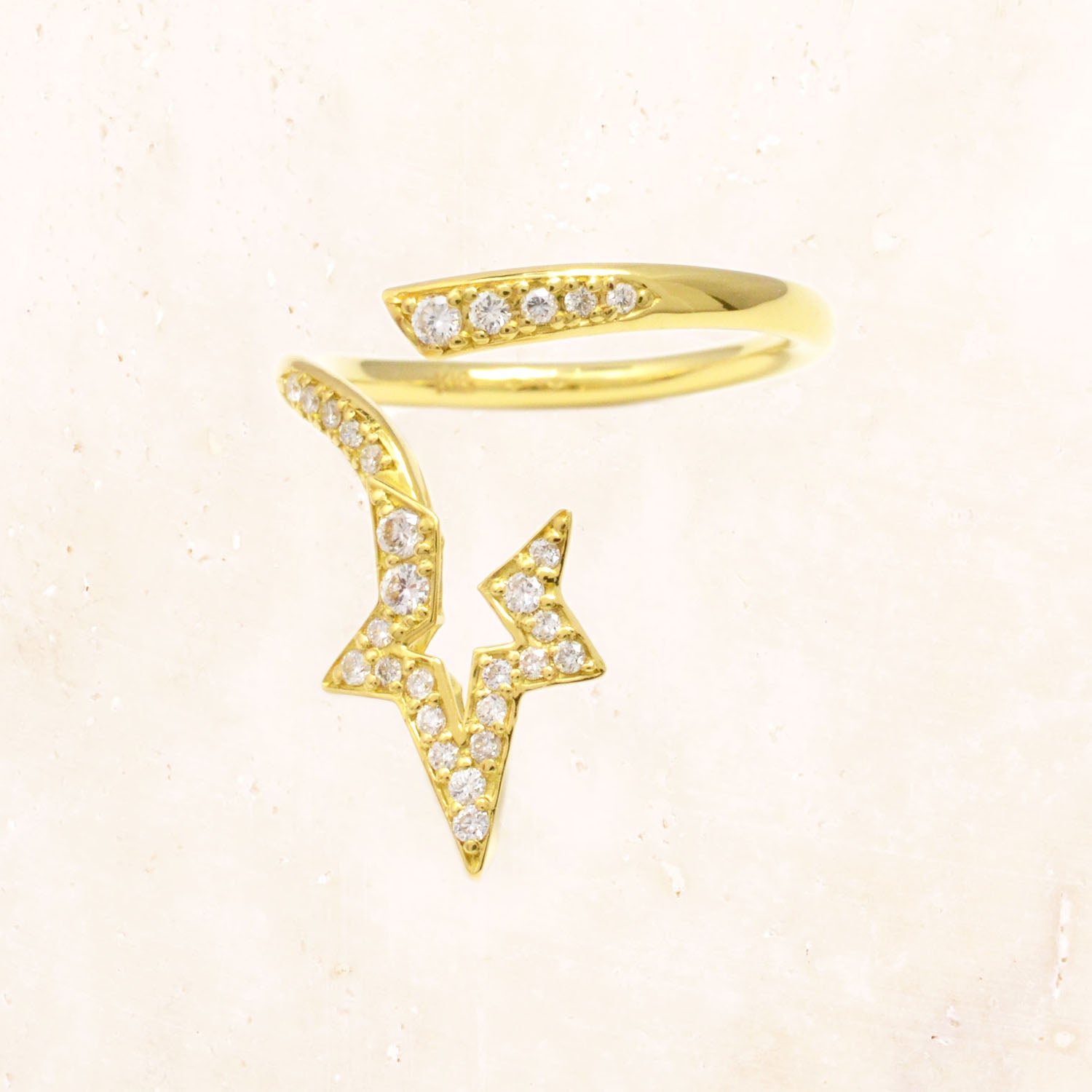 18K Gold Asymmetrical Star Ring
