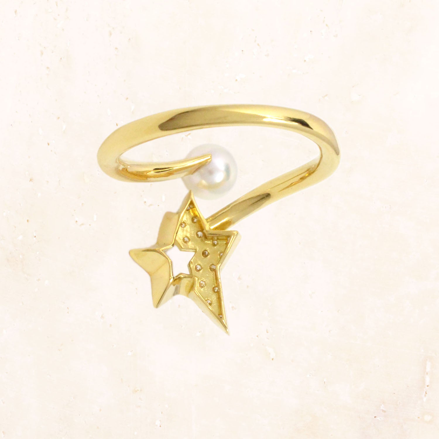 18K Gold Double Star Ring